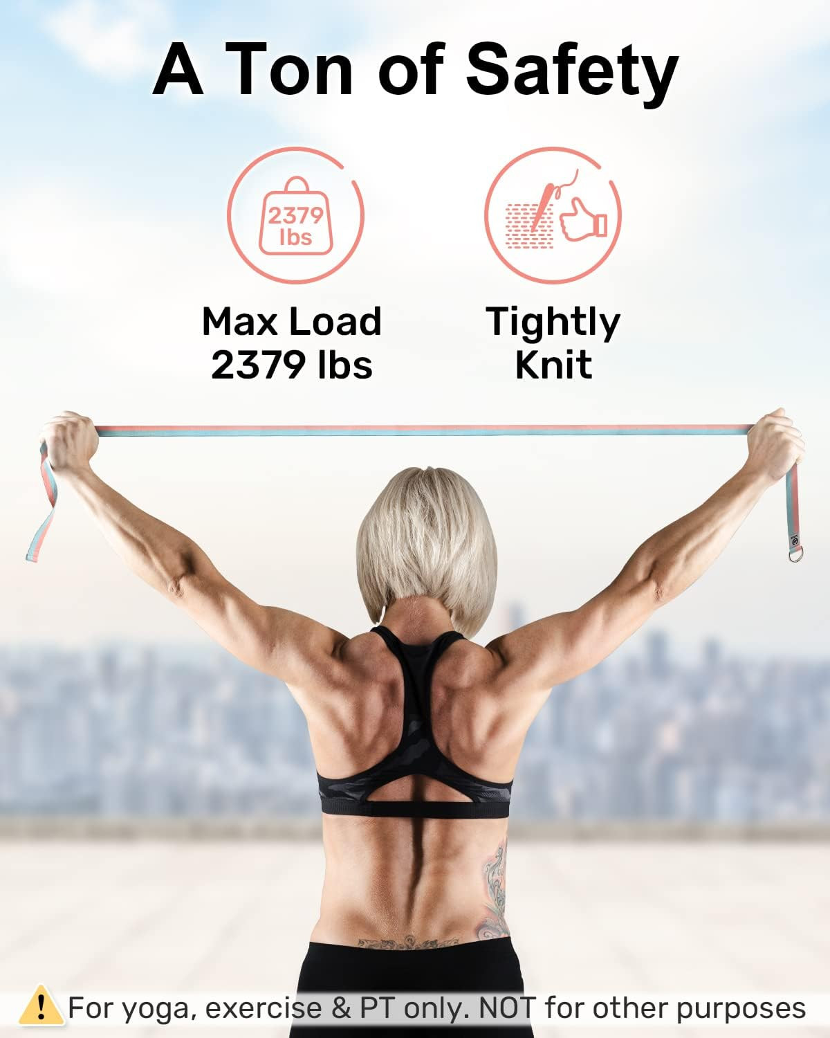 Yoga Stretch Strap Adjustable D-Ring Buckle 6-10ft Fitness Band