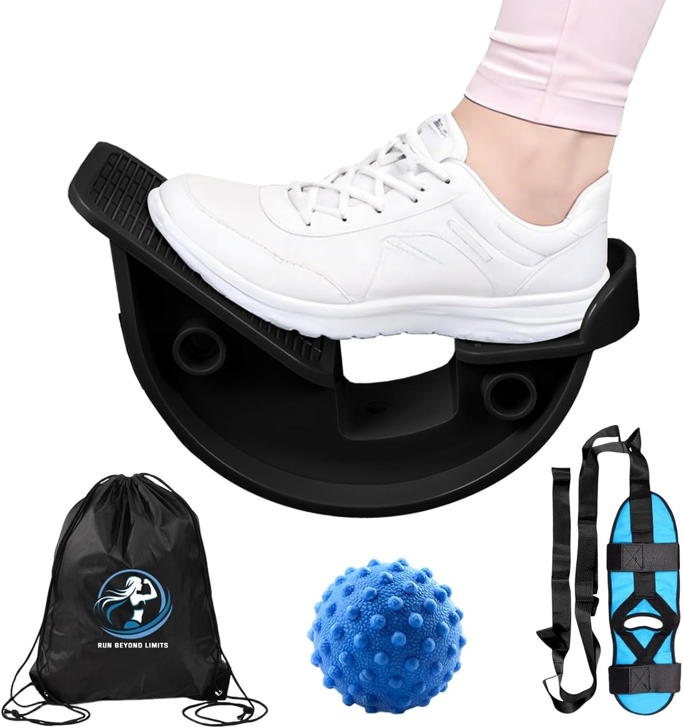 Calf Stretcher and Foot Rocker for Plantar Fasciitis Leg Stretching Strap Tra…
