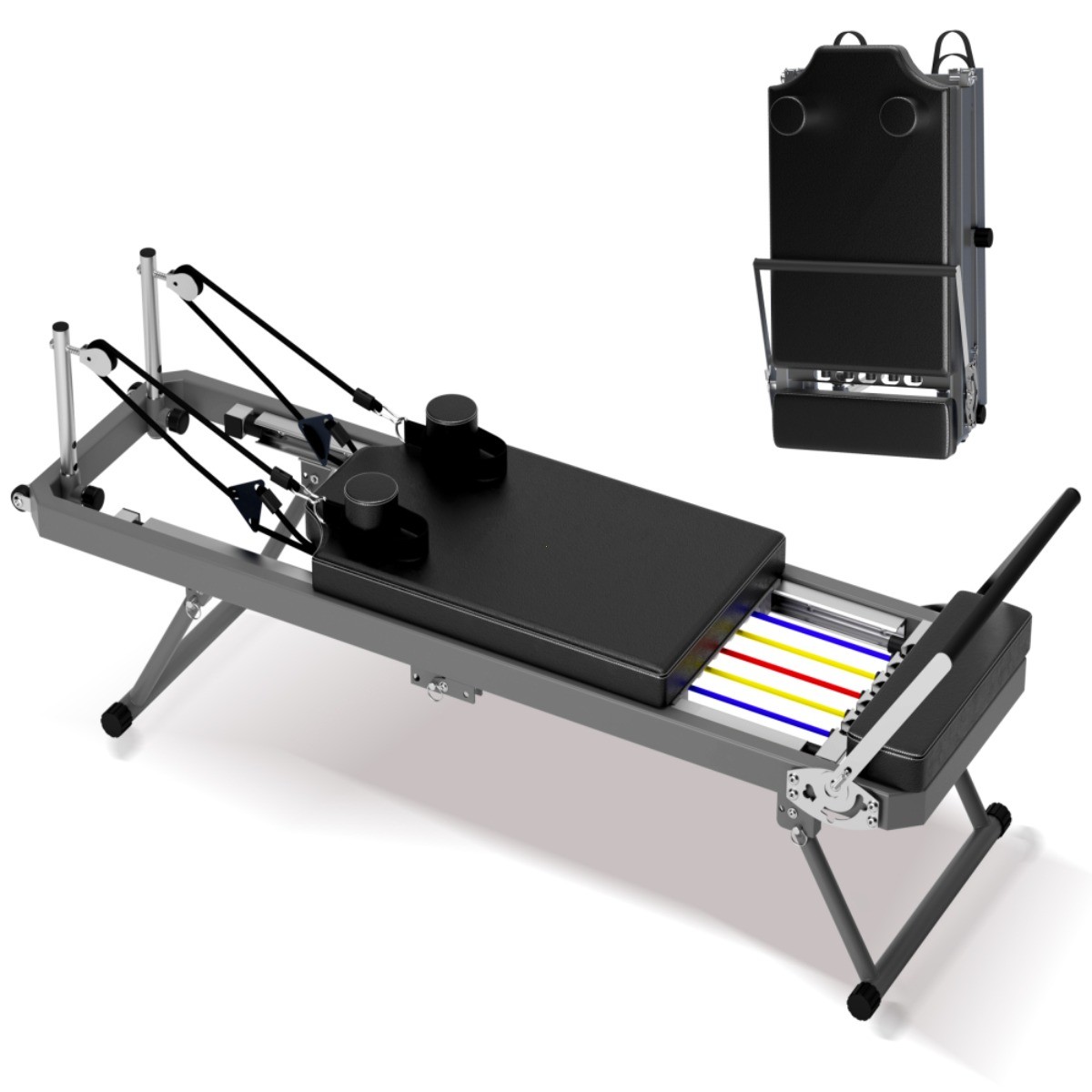 Foldable Pilates Bed Core Training Equipment Home Yoga Studio Commercial Black