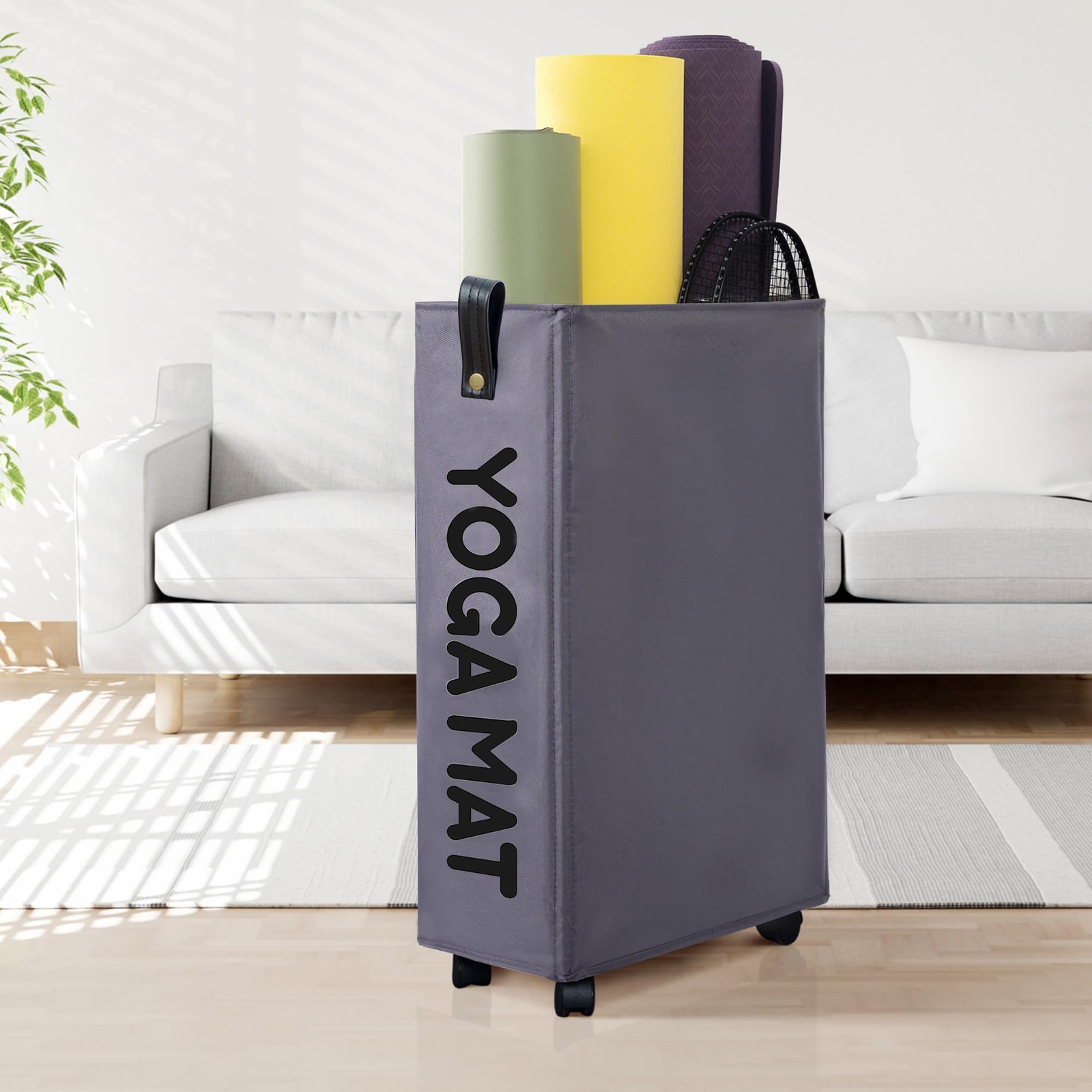 22 inches Yoga Mat Storage Basket, Large Yoga Mat Holder Accessories, Home Gy…
