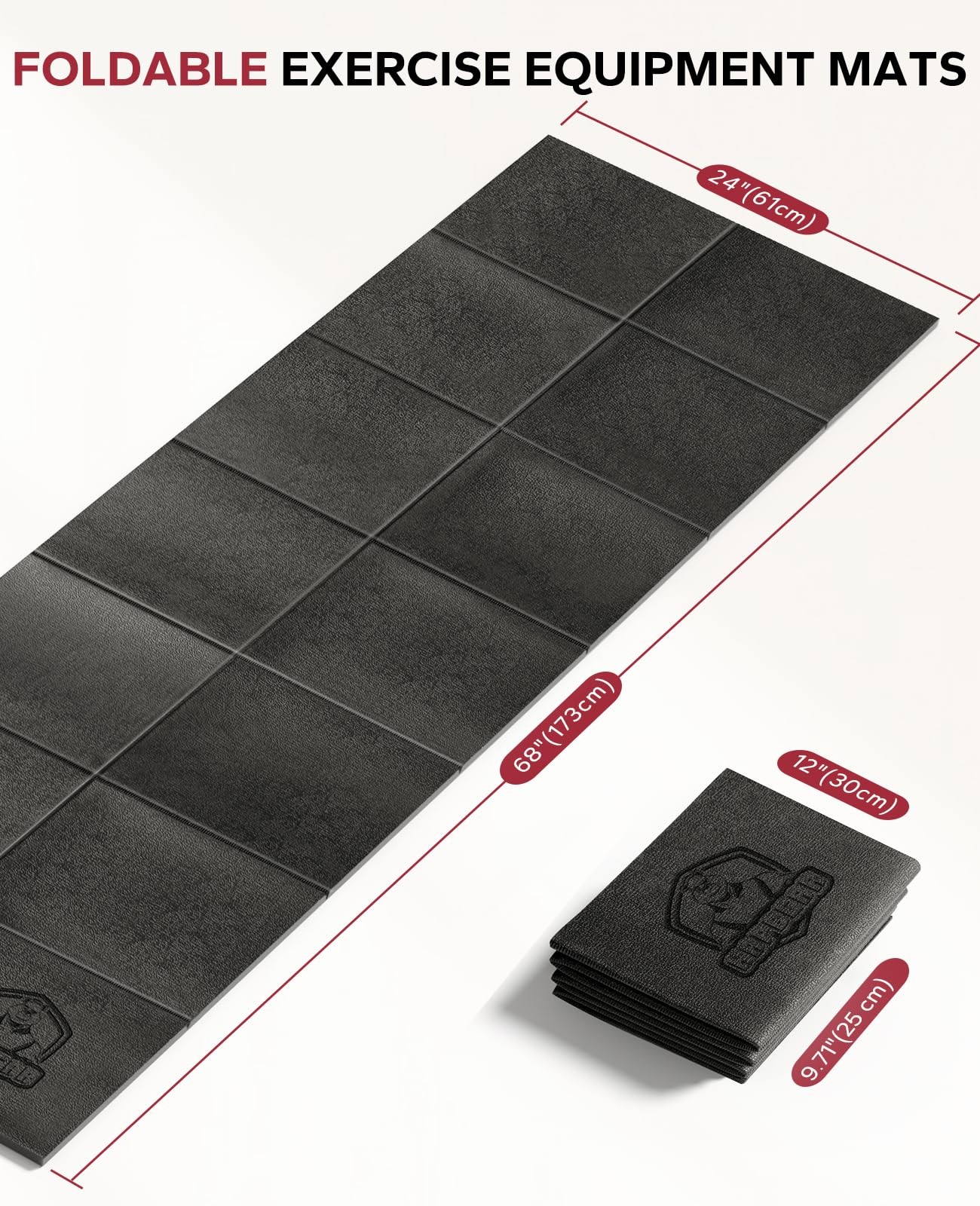 HAPBEAR Treadmill Mat – 68&Prime;x24&Prime;x1/5&Prime; Thick 68&Prime;L x 24&Prime;W x 0.2&Prime;Th, Black