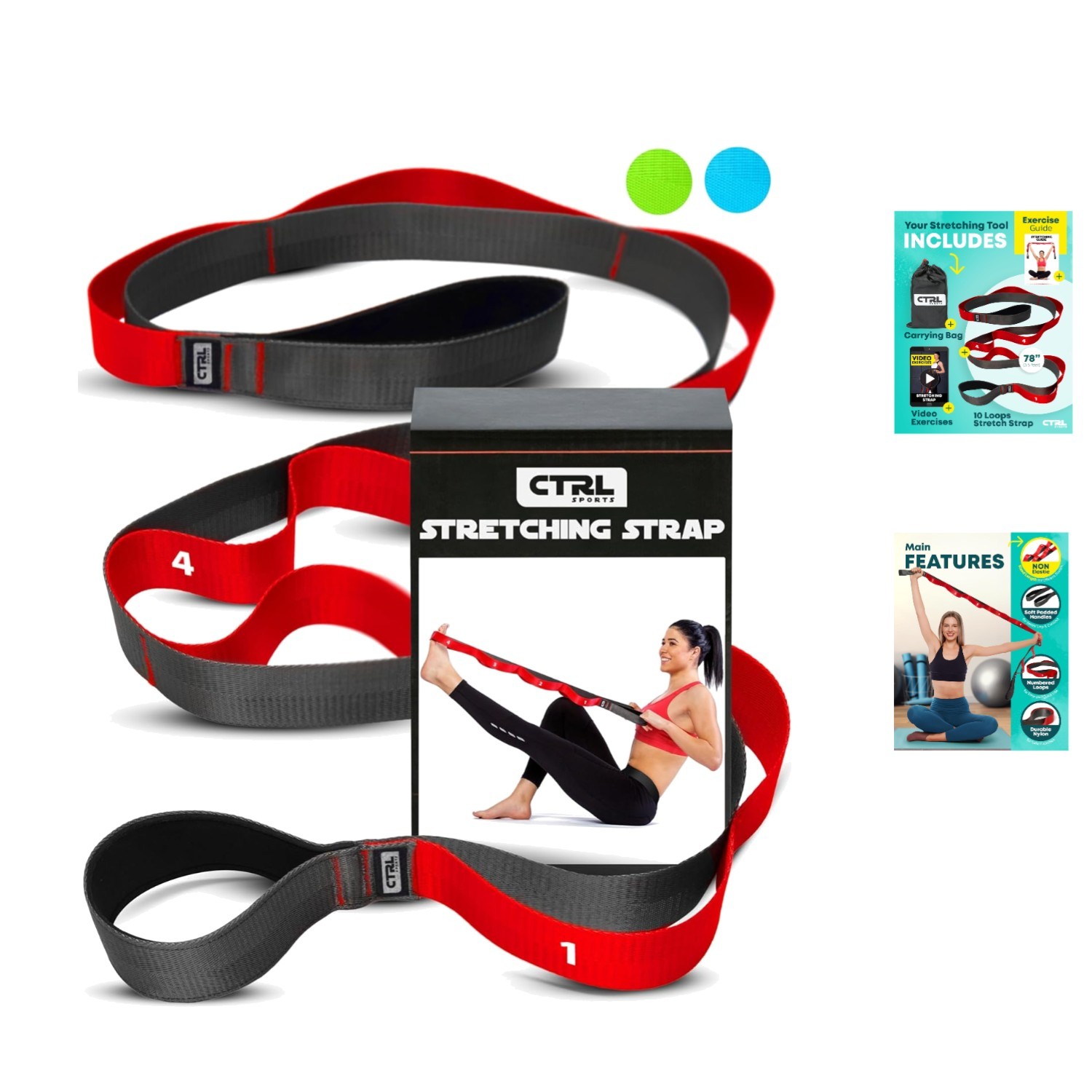 Non-Elastic Stretch Strap for Yoga, Therapy & Flexibility – 78 inches