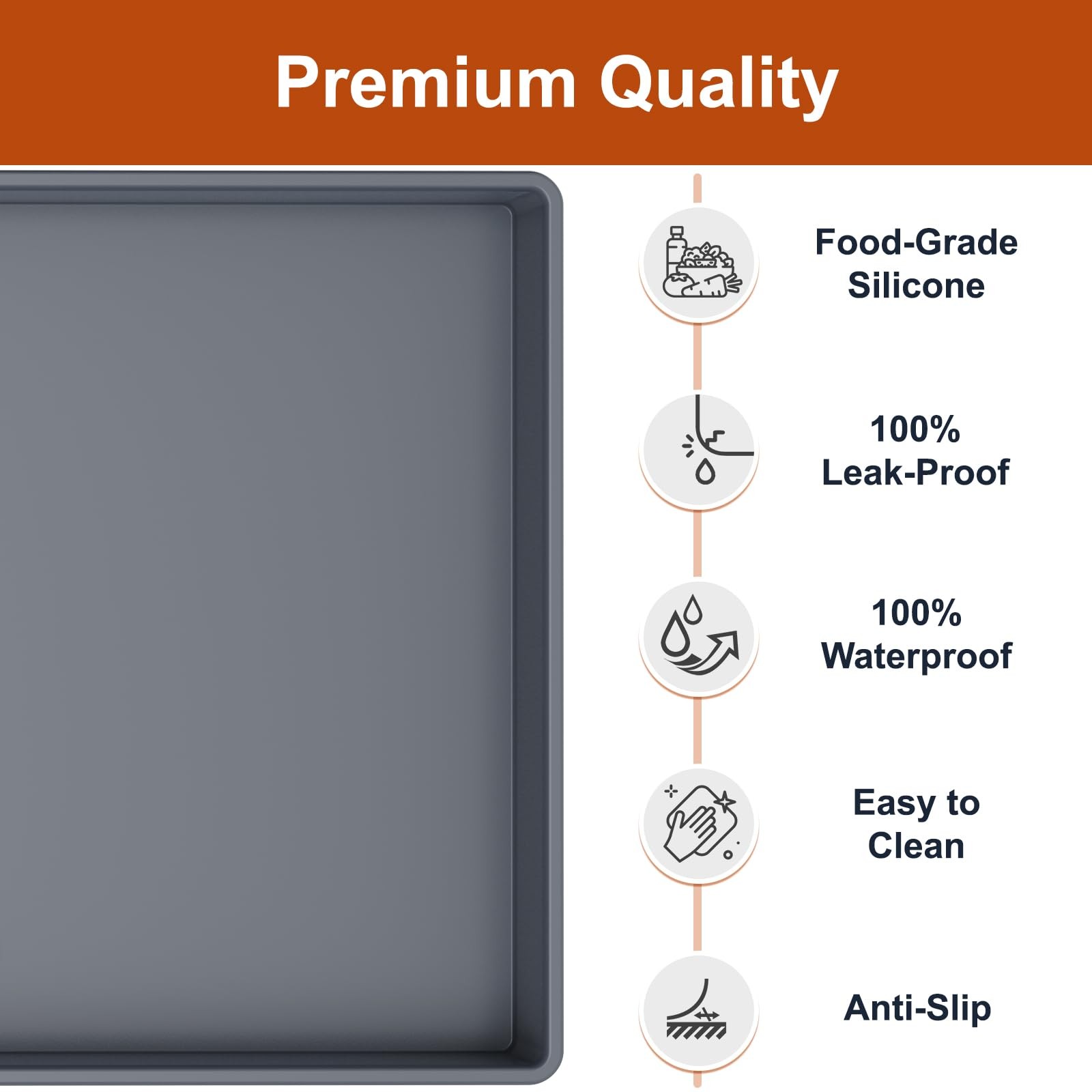 ukeetap Extra Thick Silicone Mat Waterproof with Raised Edge 34 x 22 Under Sink