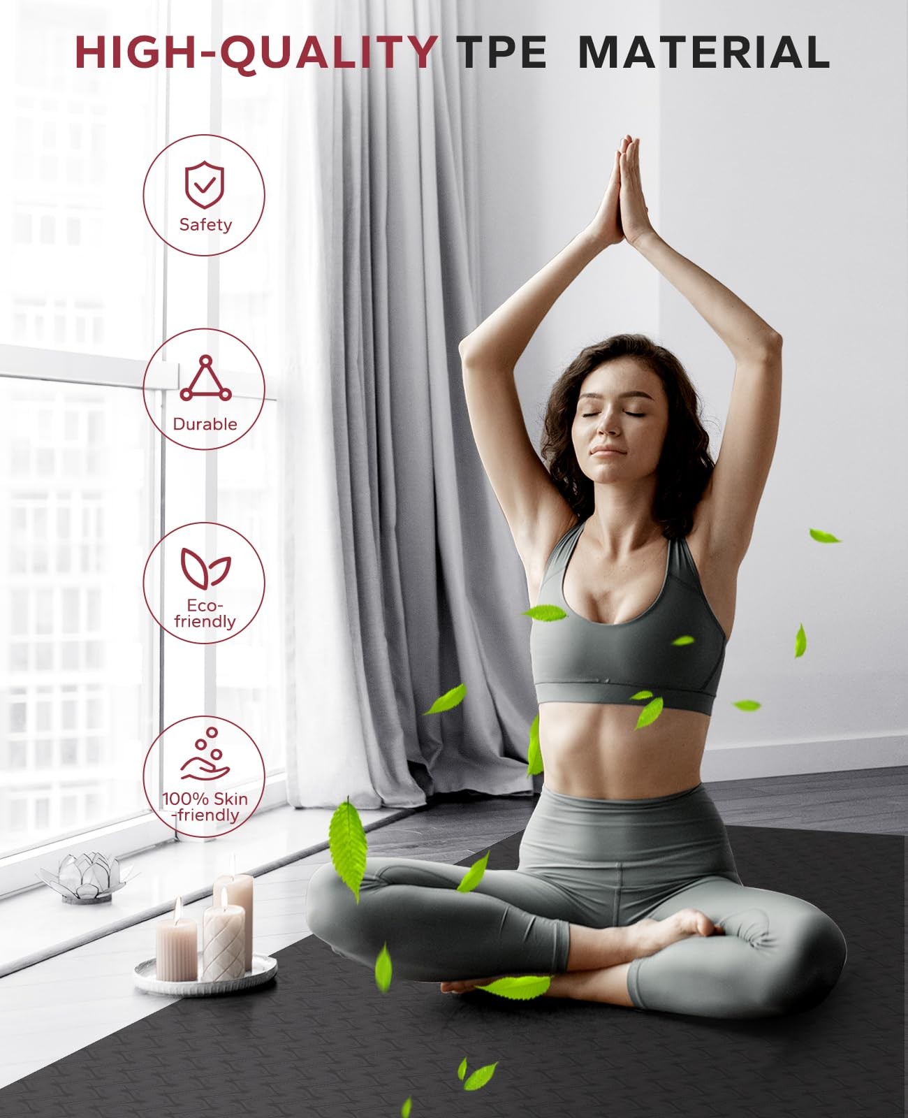 Large Yoga Mat – 72&Prime;x36&Prime;x6mm (1/4 inch), Extra Wide Non-Slip Exercise Mat for…