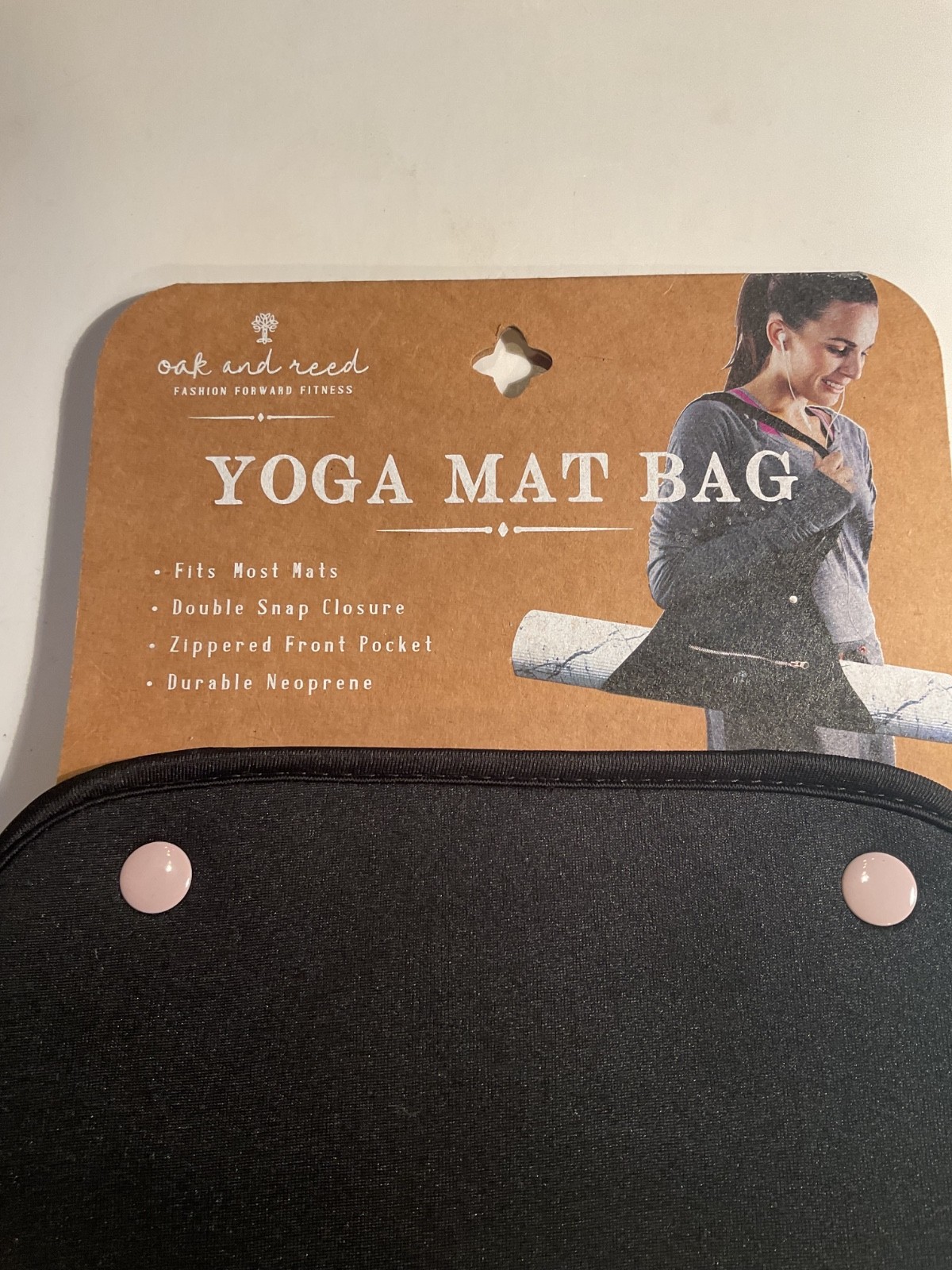 Oak And Reed Neoprene Yoga Mat Bag — Fits Most Mats, Black/Lavender Zipper