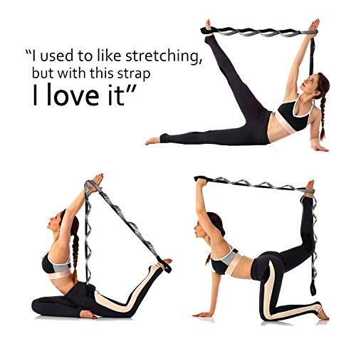 Yoga Strap, Multi-Loop Strap, 12 Loops Yoga Stretch Strap, Nonelastic Black