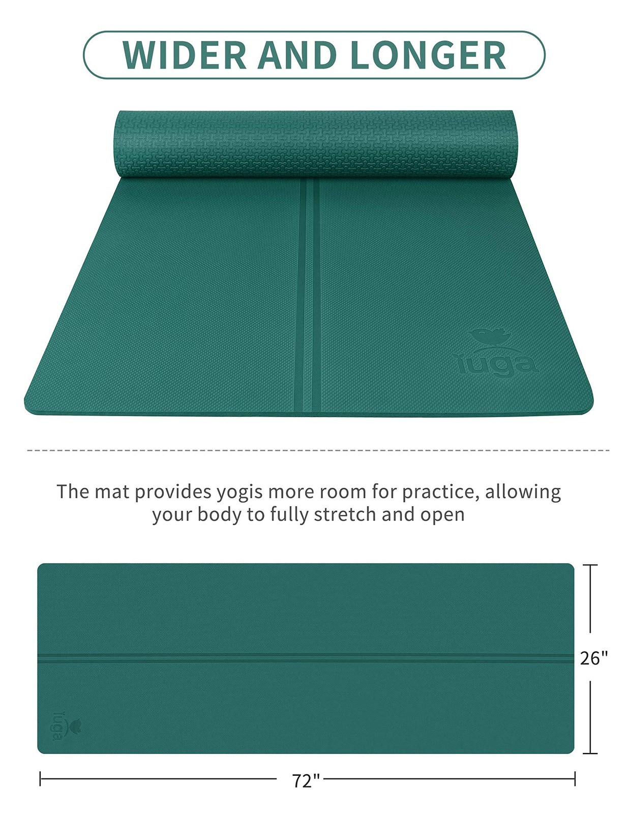 Eco Friendly Yoga Mat with Alignment Lines, Carry Strap, Non Slip TPE Yoga Ma…