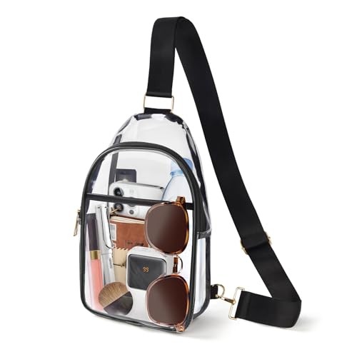 Clear Bag for Stadium Events, Clear Crossbody Bags for Women Men with Black