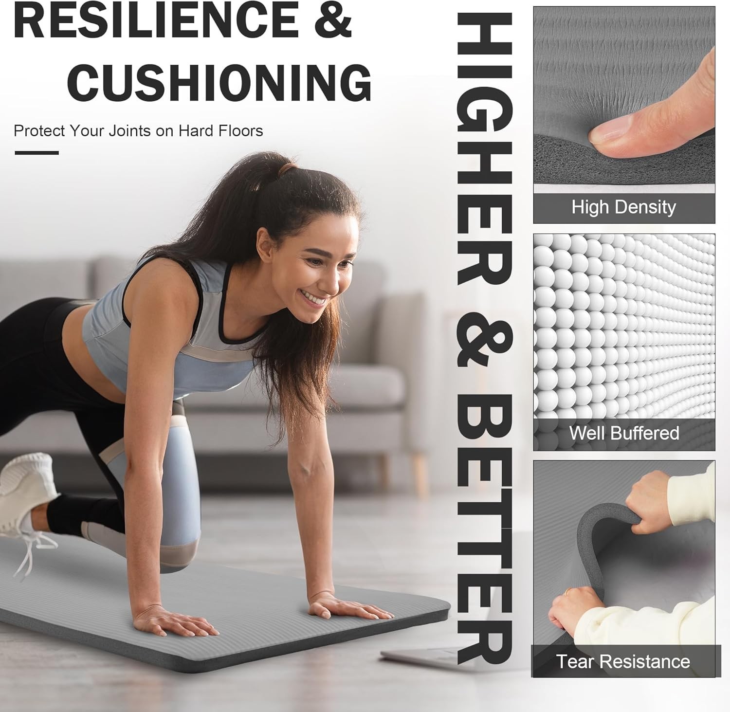 1-Inch High-Density Yoga Mat 71×24&Prime; – Non-Slip & Portable Roll-Up Design