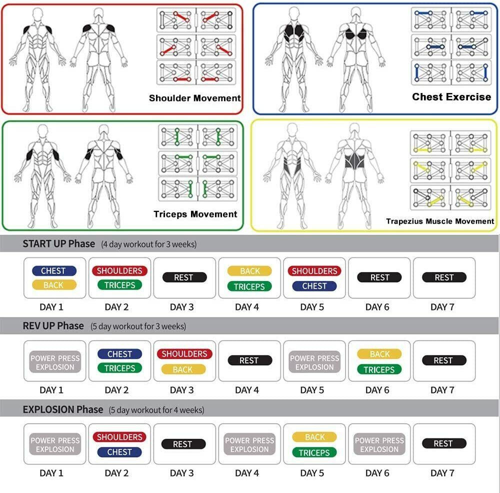9 in 1 Folding Push Up Board Fitness Workout Gym Training Exercise Muscle MB05