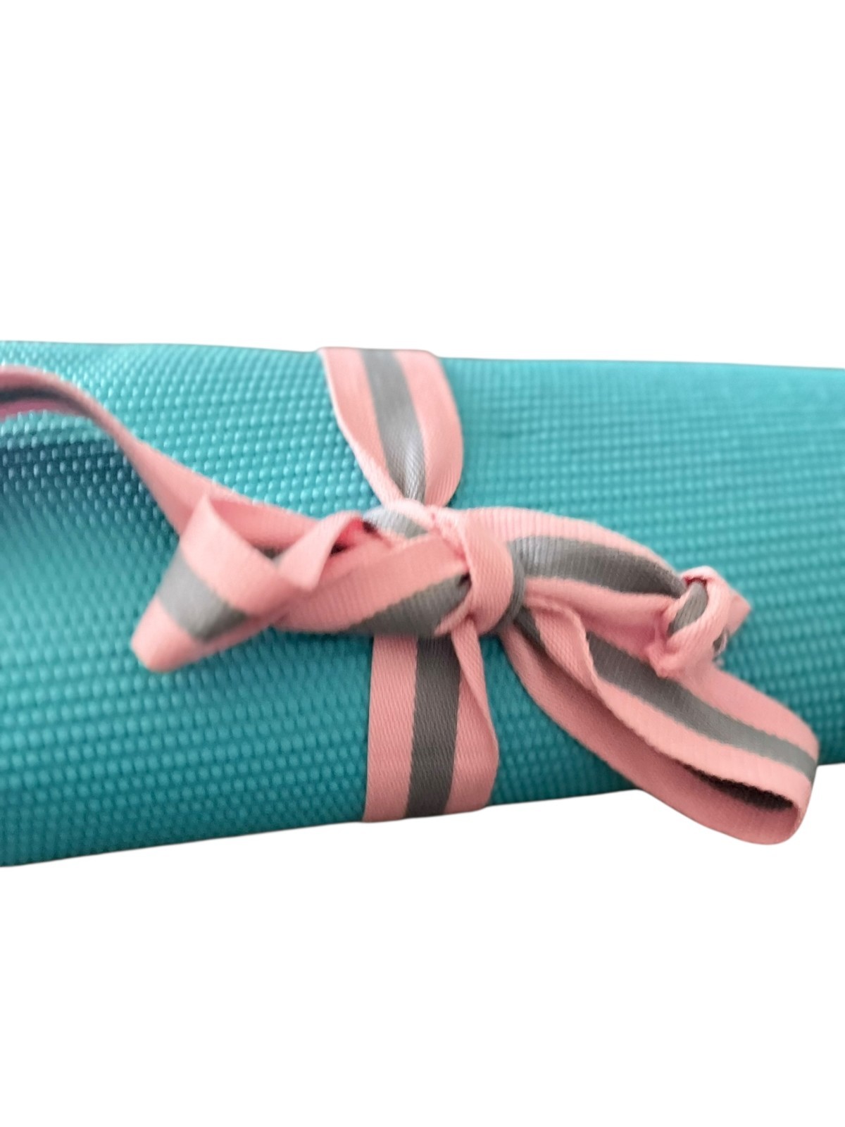 Yoga Mat Smiley Face Print Teal Turquoise w/ Pink Carry Strap Non-Slip Mat 24×67