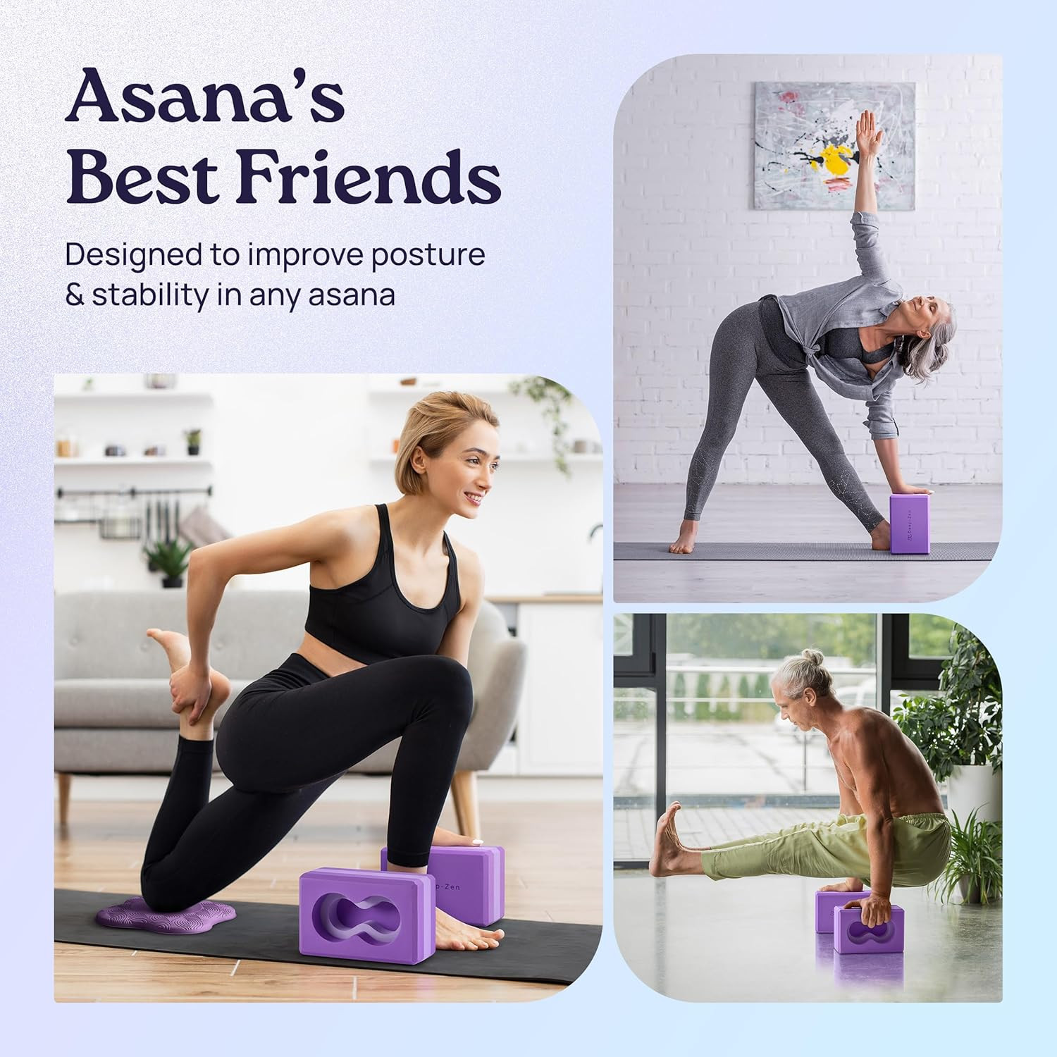 Deep-Zen® Yoga Blocks Wrist Support; Yoga Blocks 2 Pack with Knee Pads and Strap