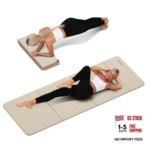 Foldable Yoga Mat—Extra Thick 0.32 Inches (8mm)—SGS-certified—B Beige—Oddless