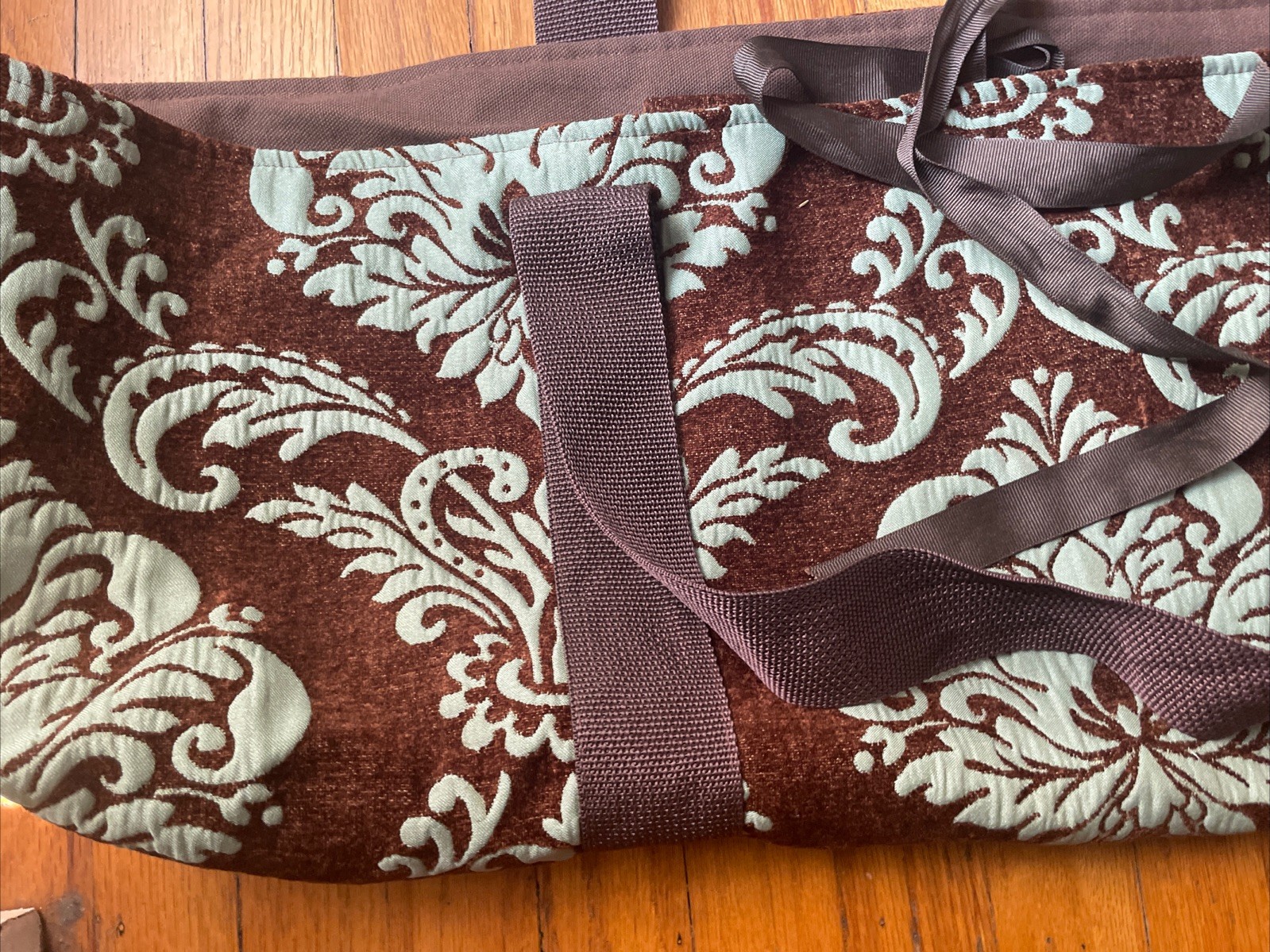 Kim Michie Yoga & Pilates Bag Brown & Green Tapestry Style, Ties, Pocket, USA