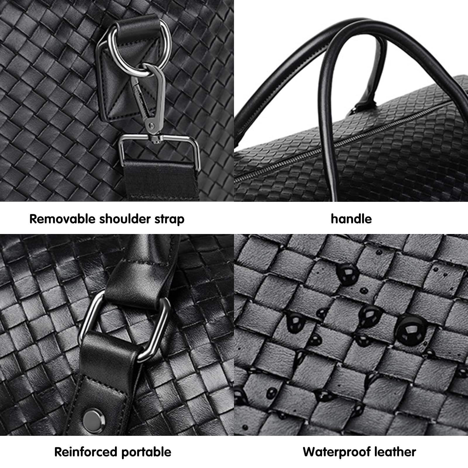 Leather Travel Duffle Bag for Men, Woven Carry On Weekender Overnight Bags fo…