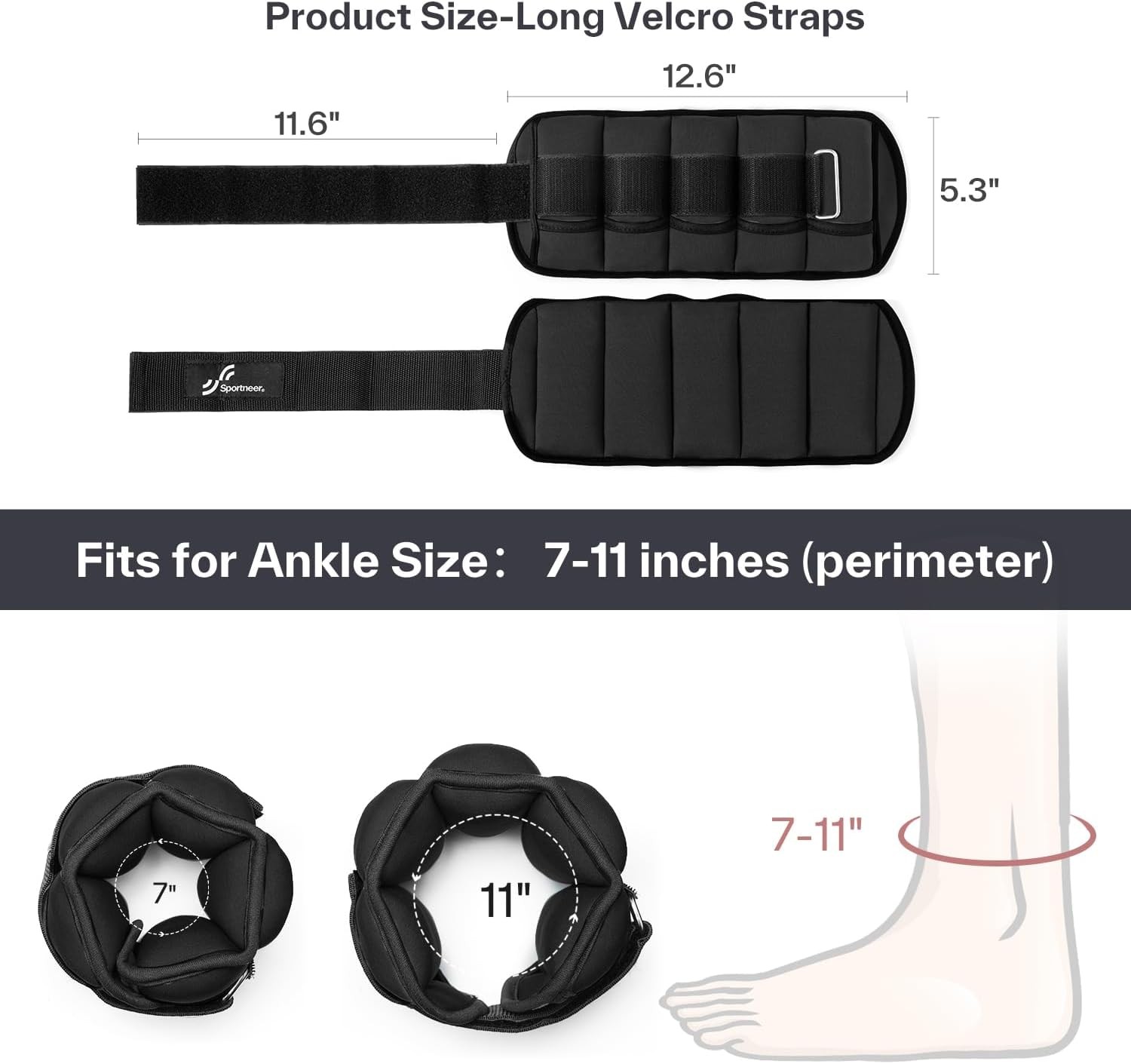 Sportneer Adjustable Ankle Weights for Women and Men 7 lbs/Pair Adjustable Le…