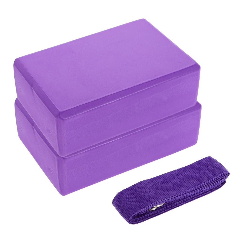 3Pcs Foam Yoga Blocks and Strap Set for Pilates and Yoga Posture Improvement