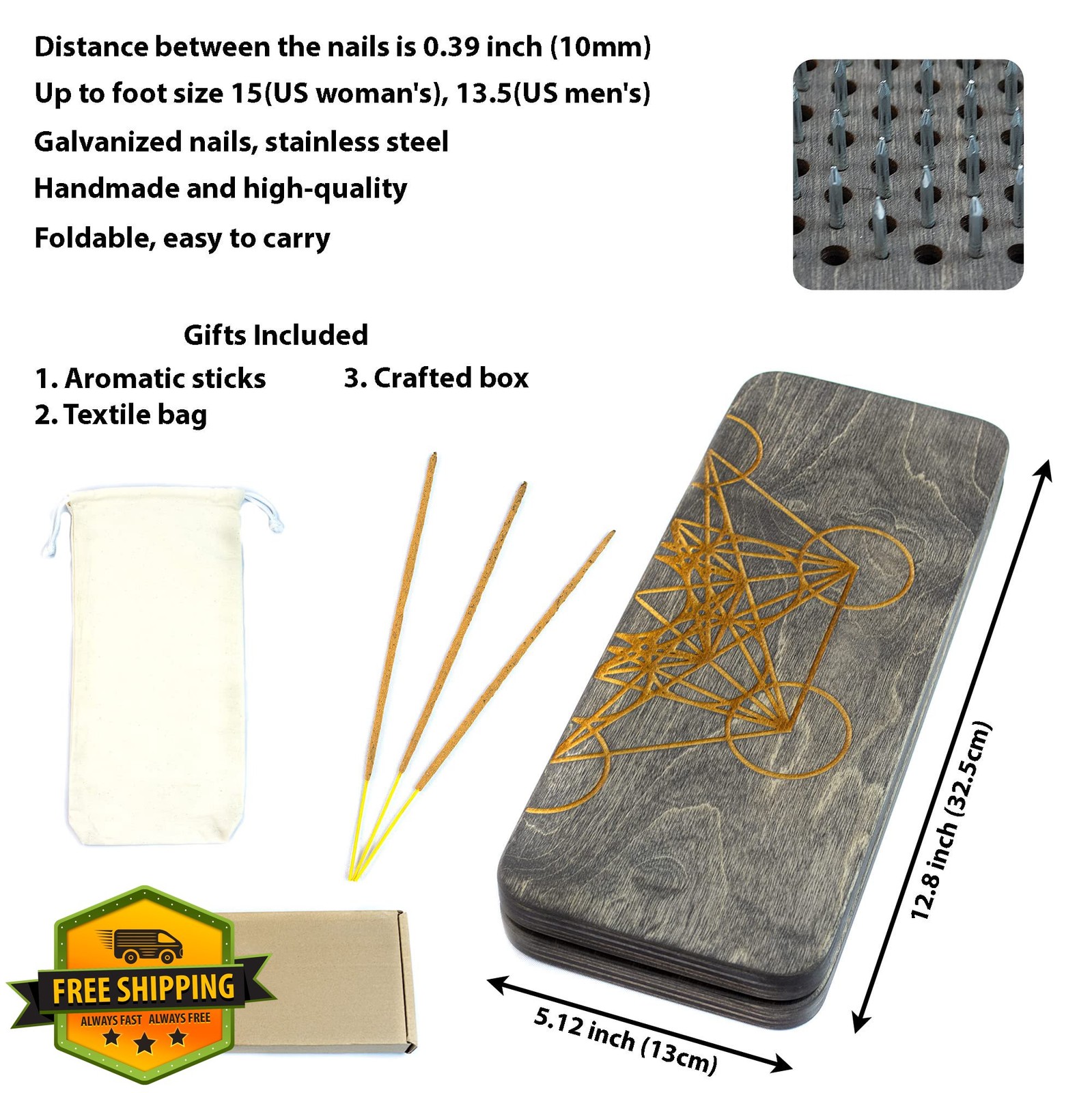 HandCraftoria sadhu board galvanic nails 10mm