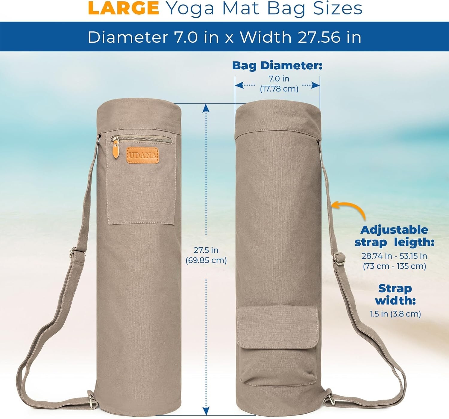 Yoga Mat Bag | Large Yoga Mat Bags for Women & Men | « Gray Canvas »
