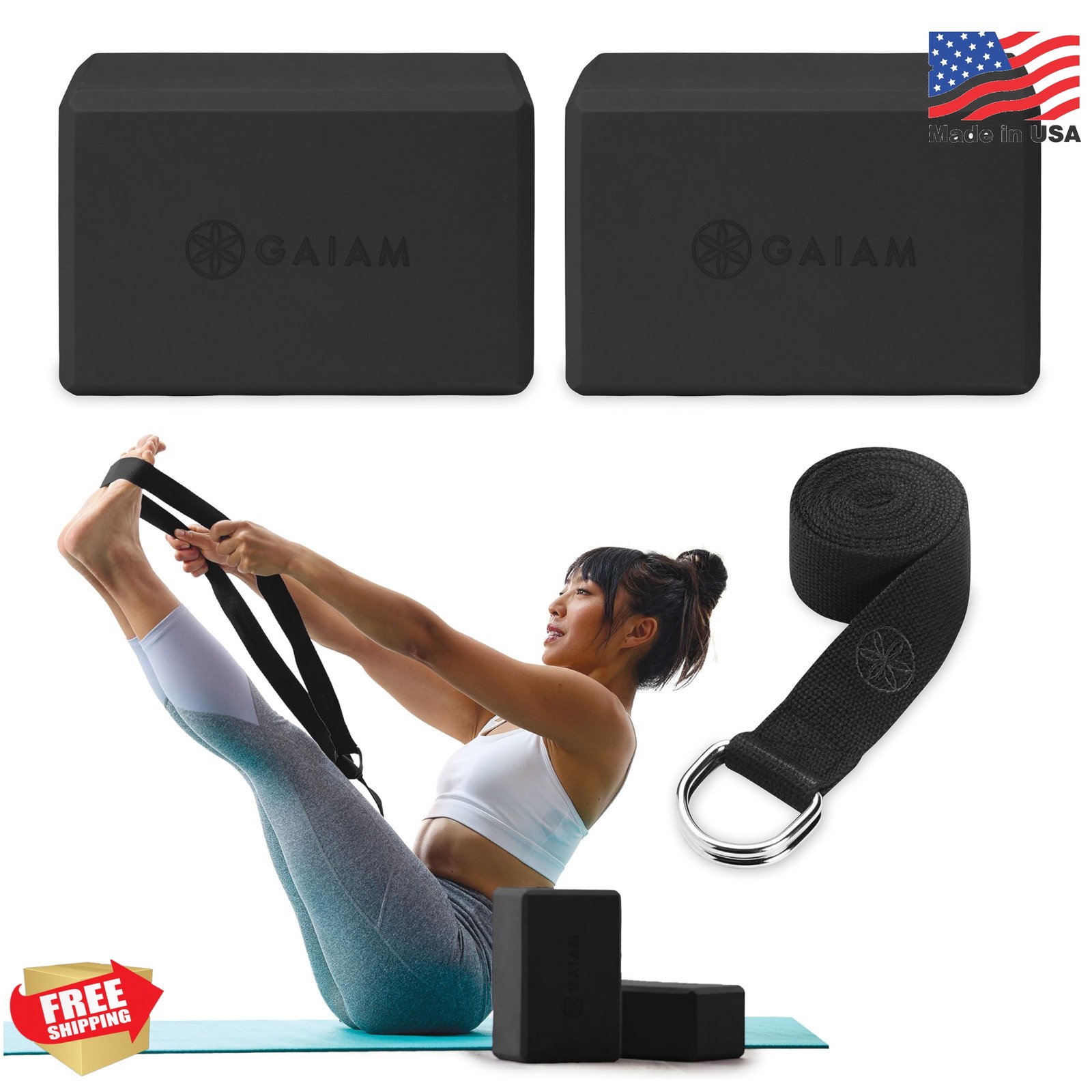 Gaiam Yoga Block – Supportive Latex-Free Eva Foam – Soft Non-Slip Surface with B