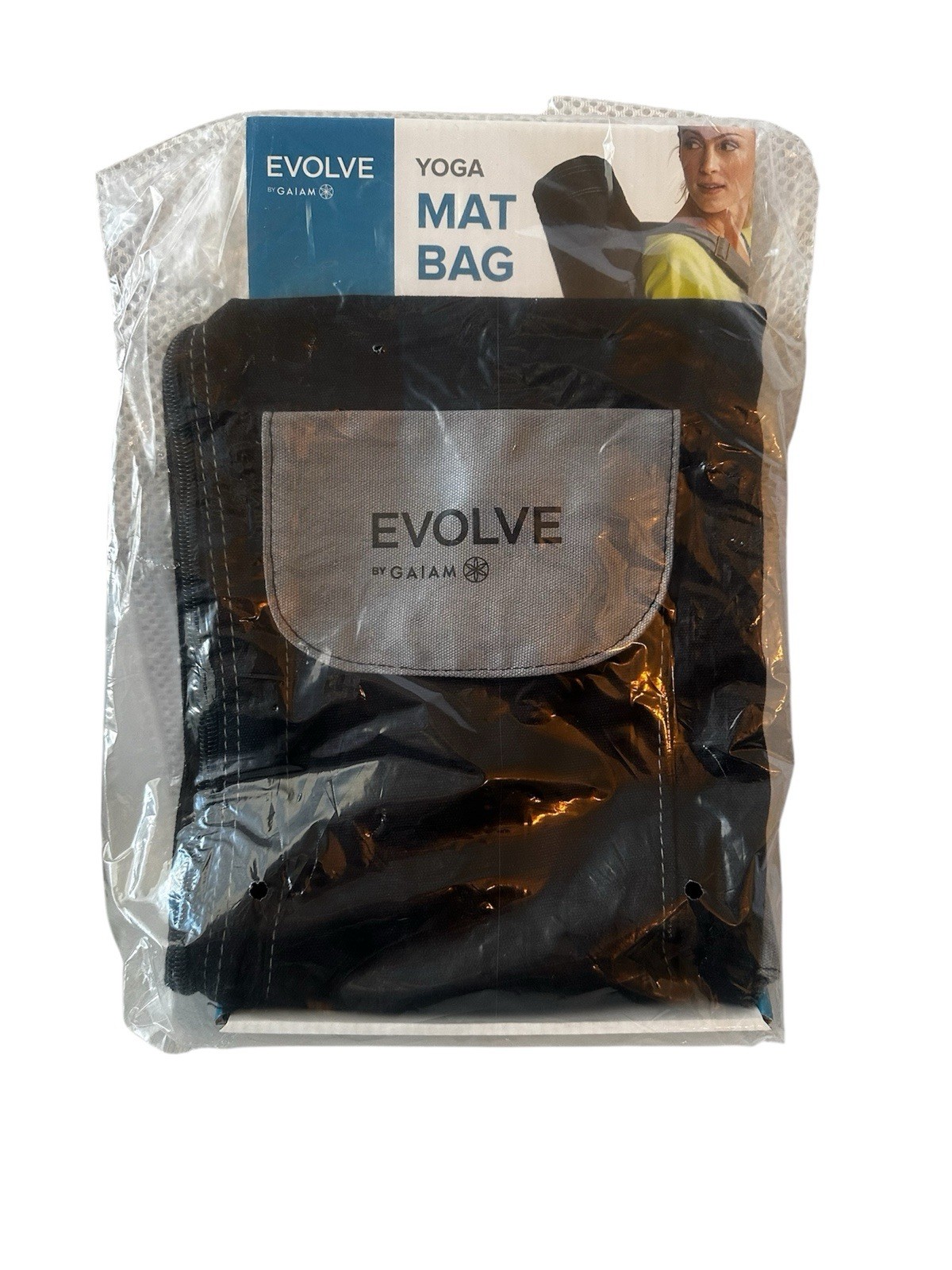 Evolve Yoga Mat Bag by Gaiam – Black with Gray Adjustable Strap