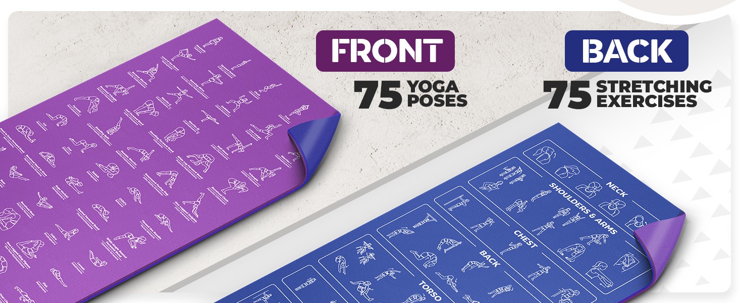 Instructional Yoga Mat with Carrying Strap: Cute Yoga Mat with 75 Illustrated