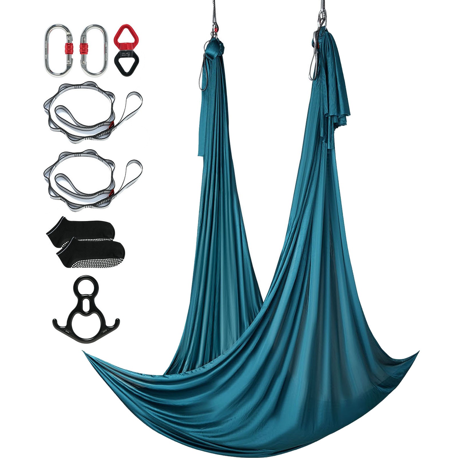 Uimoso Aerial Silk Yoga Swing Set 11 Yards Hammock Trapeze Inversion Fly Green