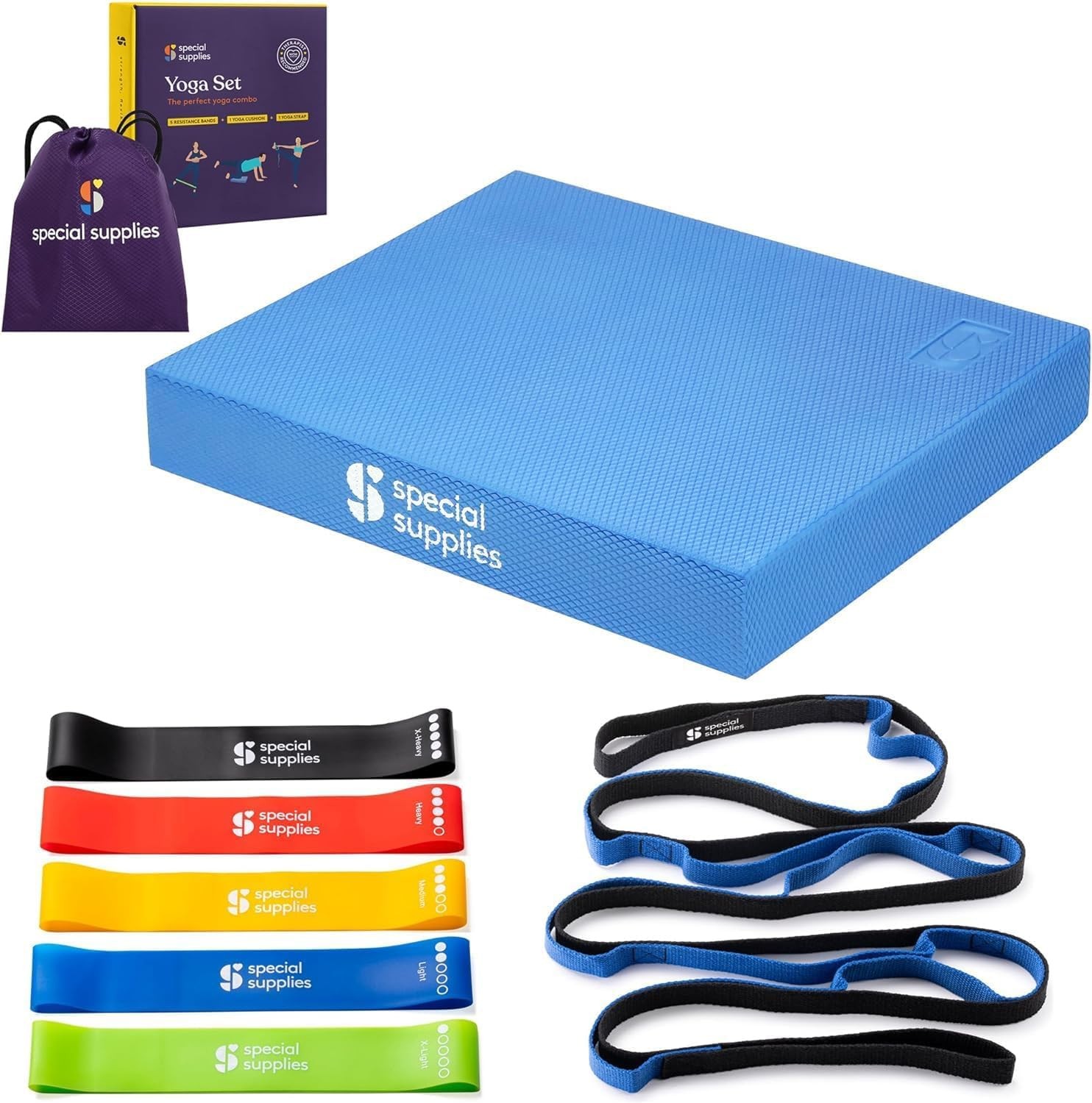 SPECIAL SUPPLIES Balance Board & Yoga Strap Set w/ Exercise Bands
