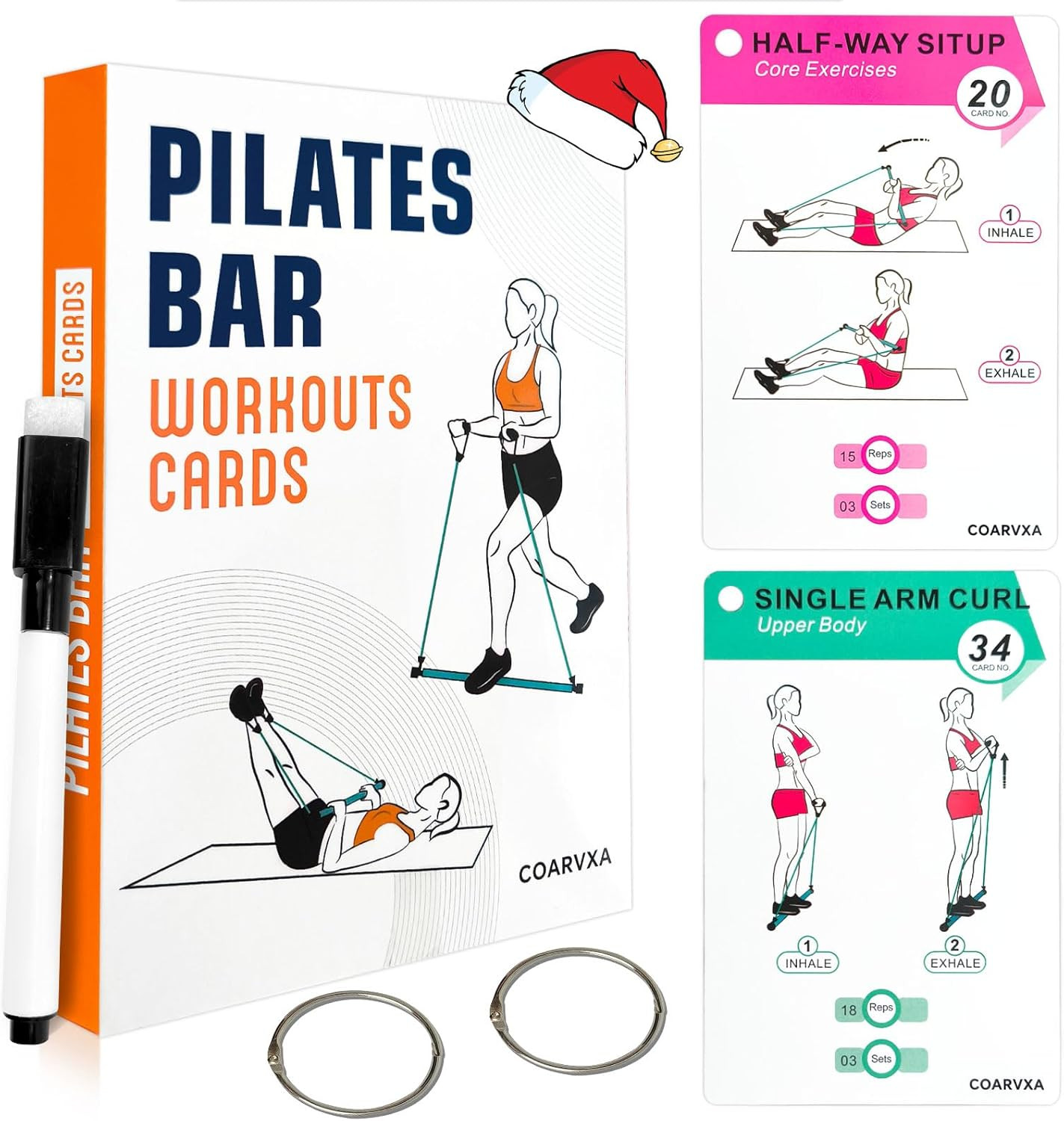 Chair Yoga Workouts for Elderly-58 Exercise Cards with Chair Yoga，Ncludes 2 Ring