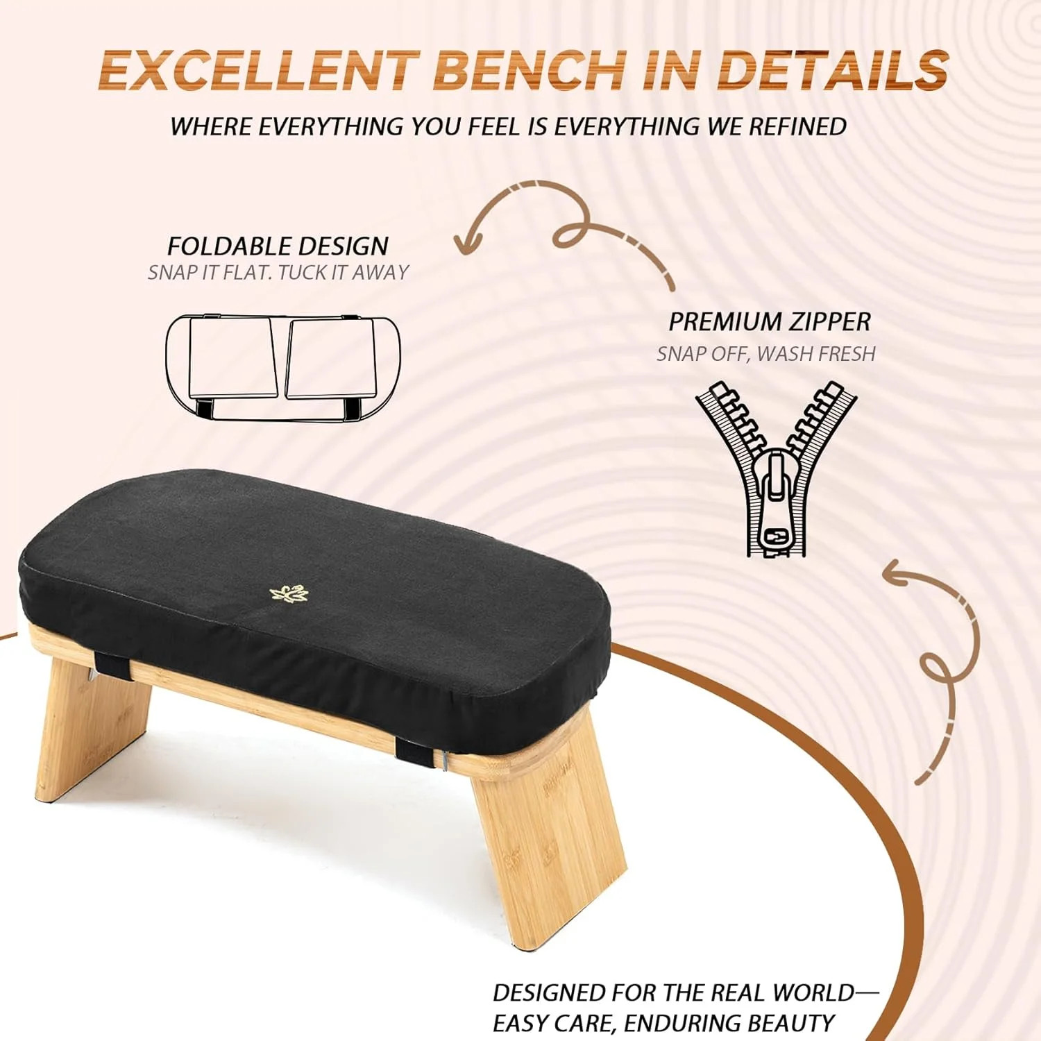 Meditation Bench, Bamboo Meditation Stool, Folding Kneeling Meditation Bench, Se