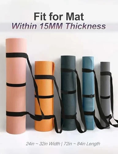 Yoga Mat Strap, Adjustable Thick and Wide Yoga Strap for Carrying Mat or