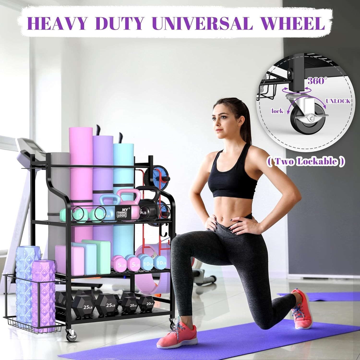 Yoga Mat Storage Racks,Home Gym Storage Rack for Dumbbells Kettlebells Foam R…