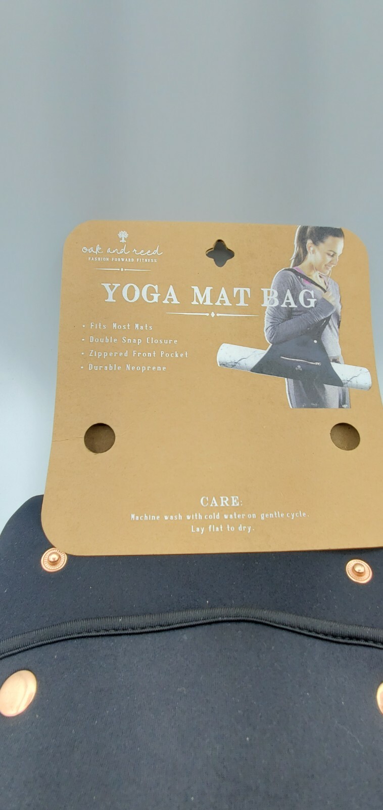 Oak And Reed Neoprene Yoga Mat Bag Fits Most Mats Durable Zippered Pocket black