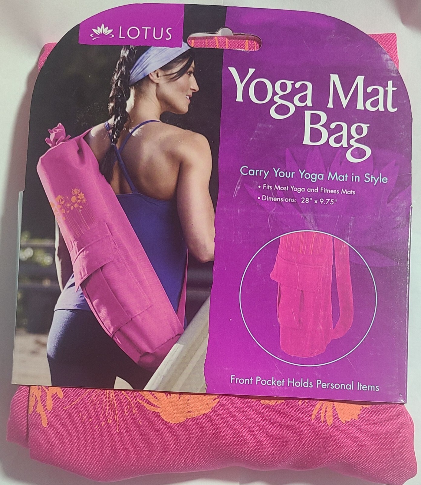 LOTUS YOGA MAT BAG/SPRING BORDER NEW 28&Prime; X 9.75&Prime; FITS MOST YOGA AND FITNESS MAT