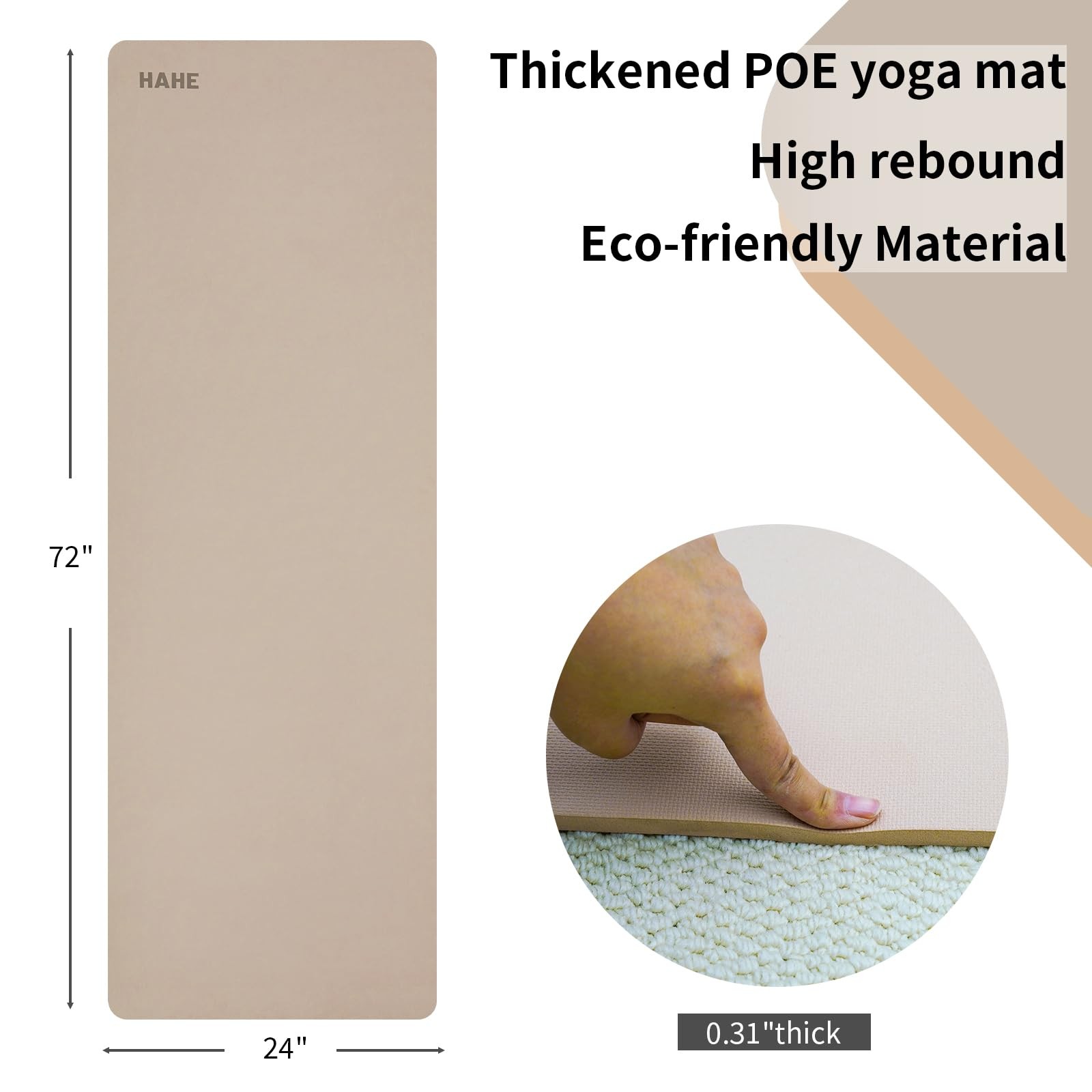 Yoga Mat Thick (8MM,1/3&Prime;), Eco-Friendly POE Non Slip Yoga Mat, High Rebound &…