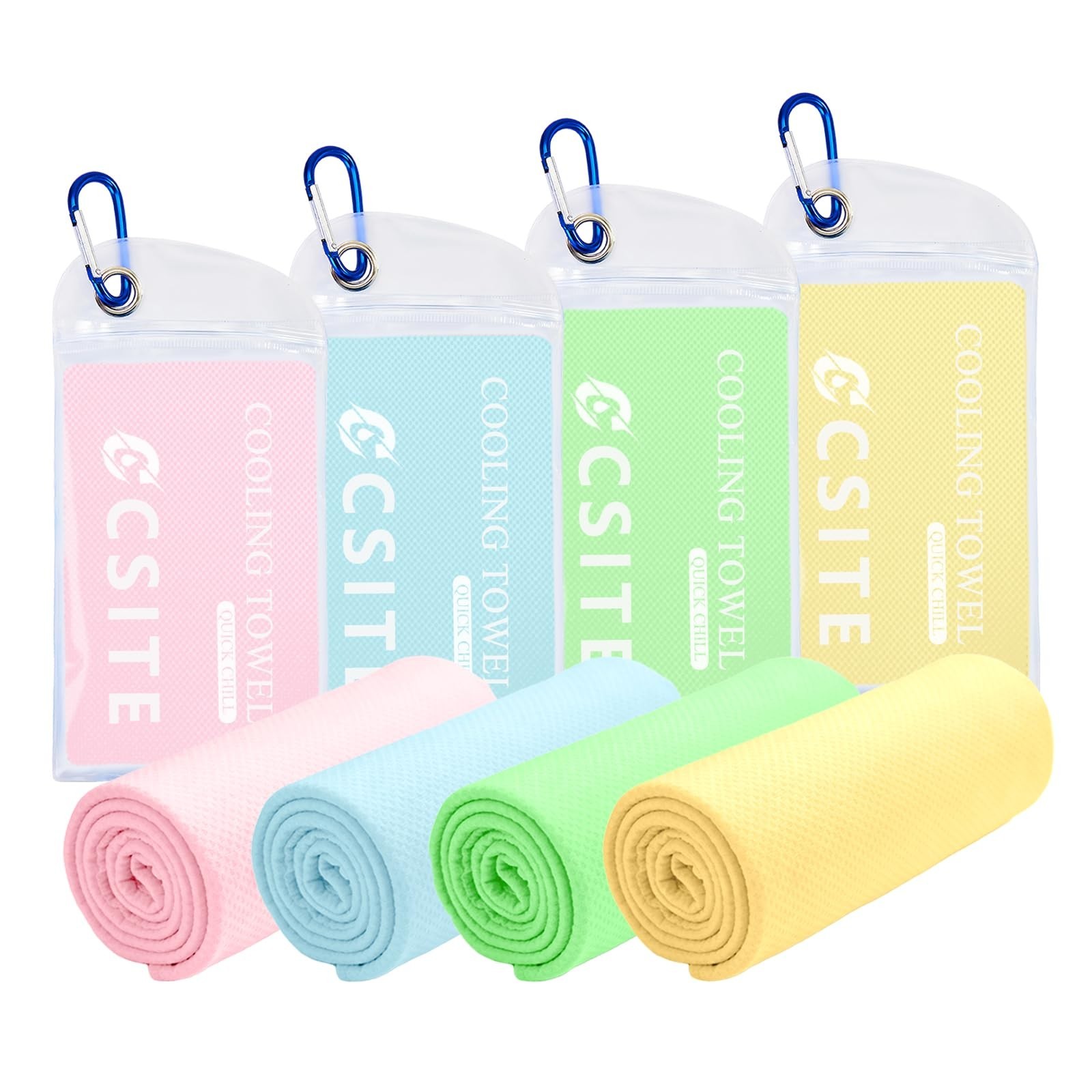 CSITE 4 Pack Cooling Towels (47&Prime;x12&Prime;) for Neck and Face, Ice Towel for Hot We…