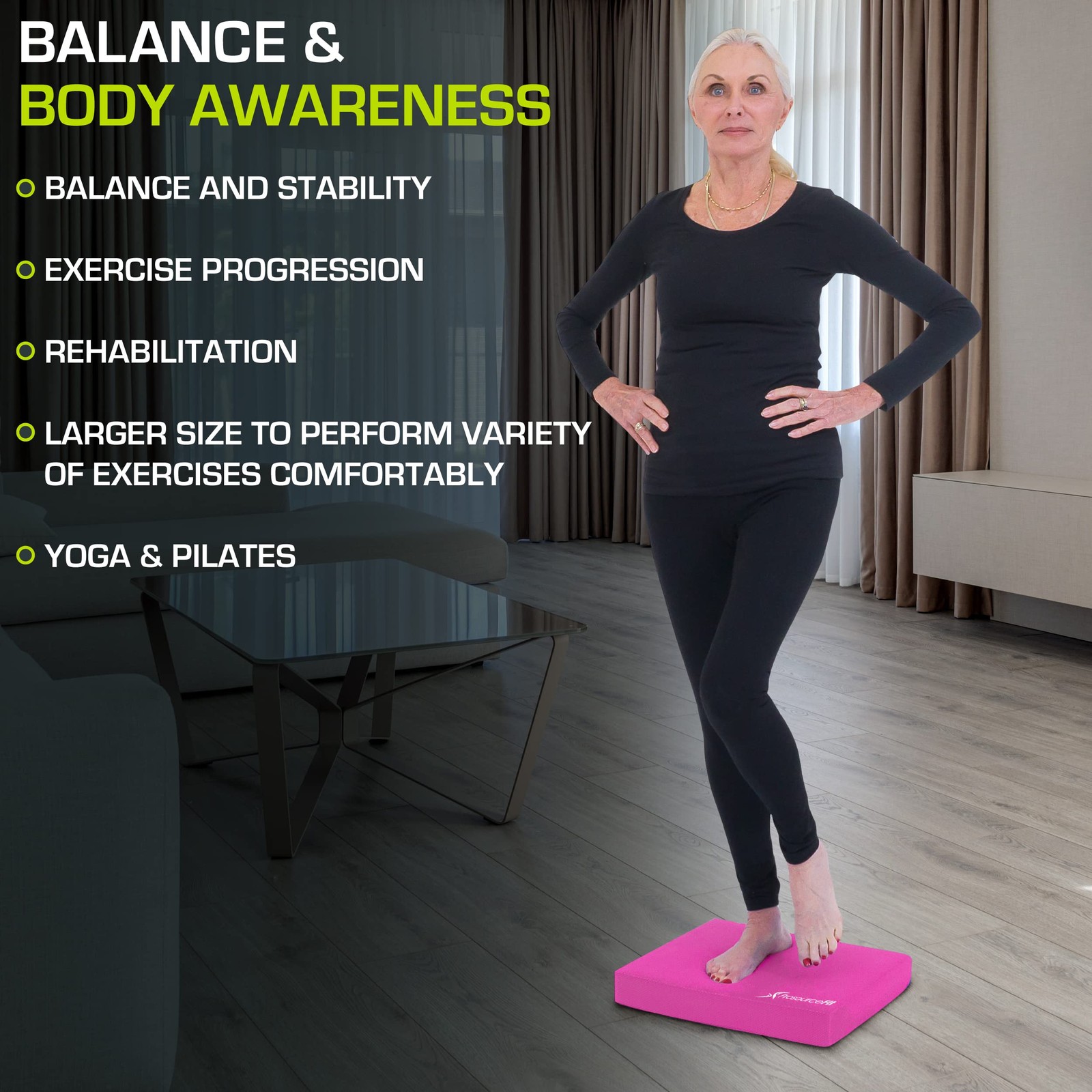 Exercise Balance Pad Large Cushioned Non-Slip Foam Mat Knee Yoga 15×19 Inch