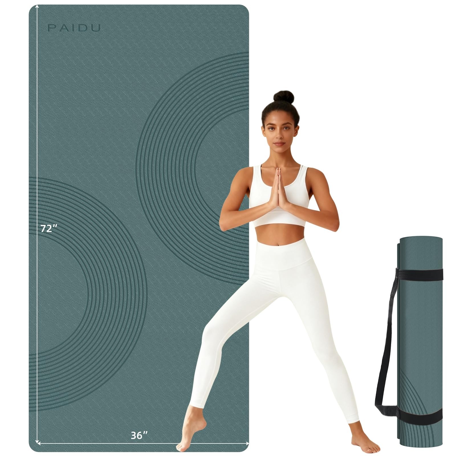 Large Yoga Mat, 72&Prime; x 36&Prime; x 2/5&Prime;（10MM） Thick Non-Slip Exercise Mat, SGS-Certi…