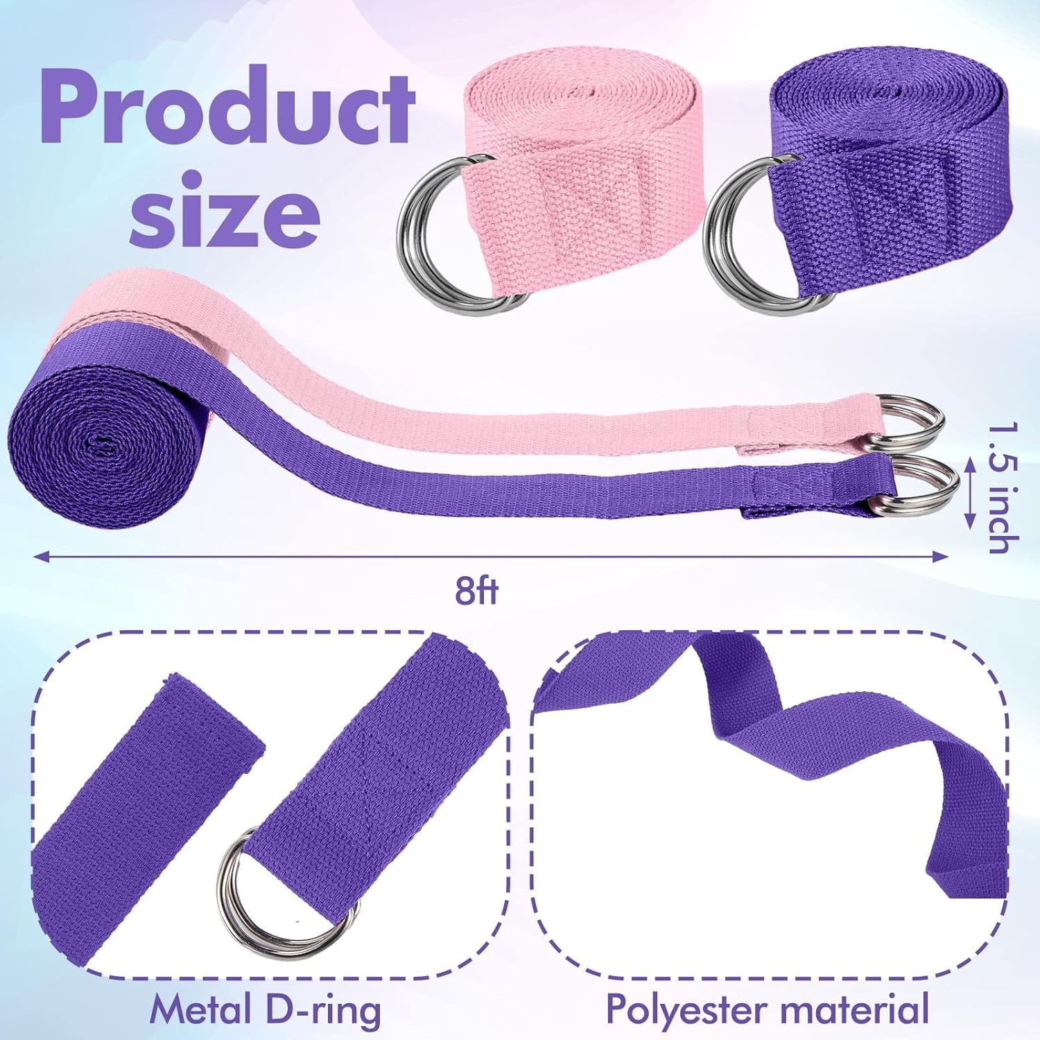 6 Pcs Yoga Block and Strap Set 4 Pcs 9 X 6 X 3 Inches EVA Foam Pilates Block 2 P