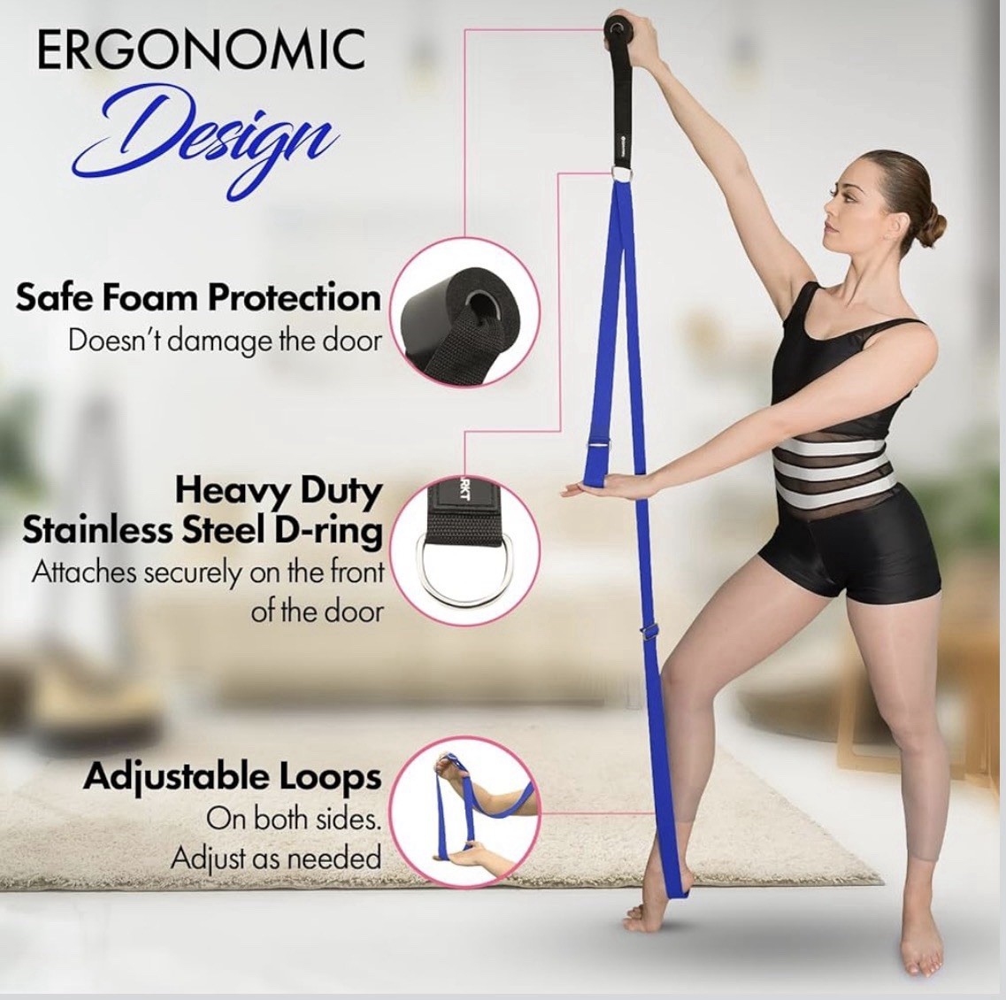 Stretching Strap With Door Anchor – Stretching Equipment Leg Flexibility