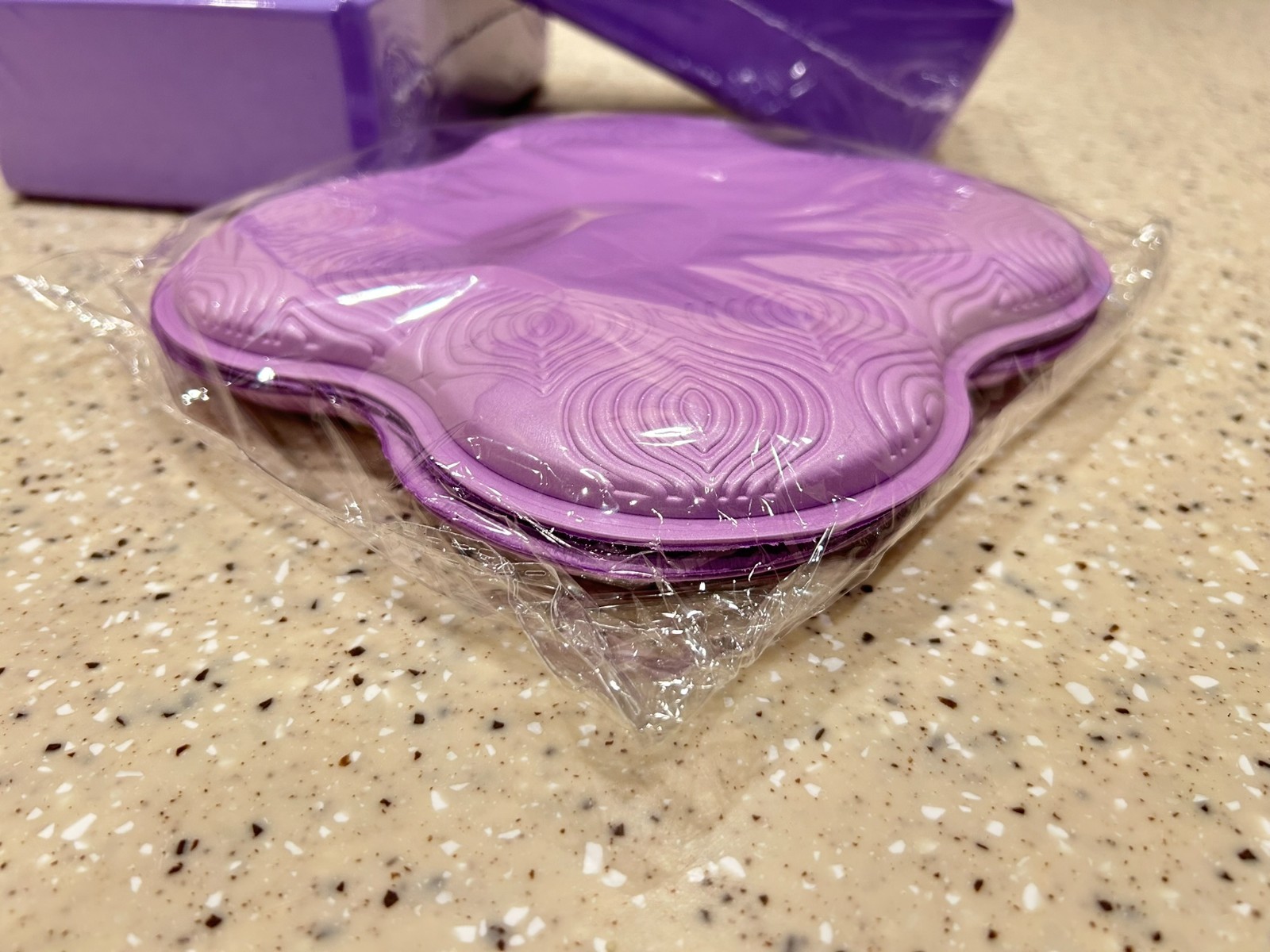 NEW! 2 Yoga Blocks & 2 Knee Pads Purple EVA Foam Pilates Stretch Wrist Support