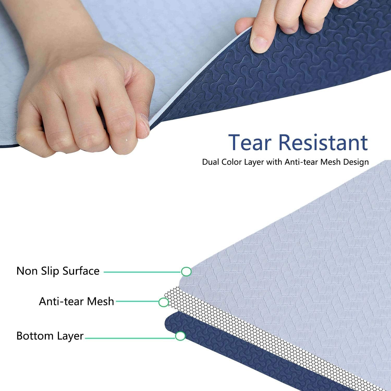 Yoga Mat Thick Non Slip Anti-Tear Pilates Mat Eco Friendly Hot Yoga Mats for Wor