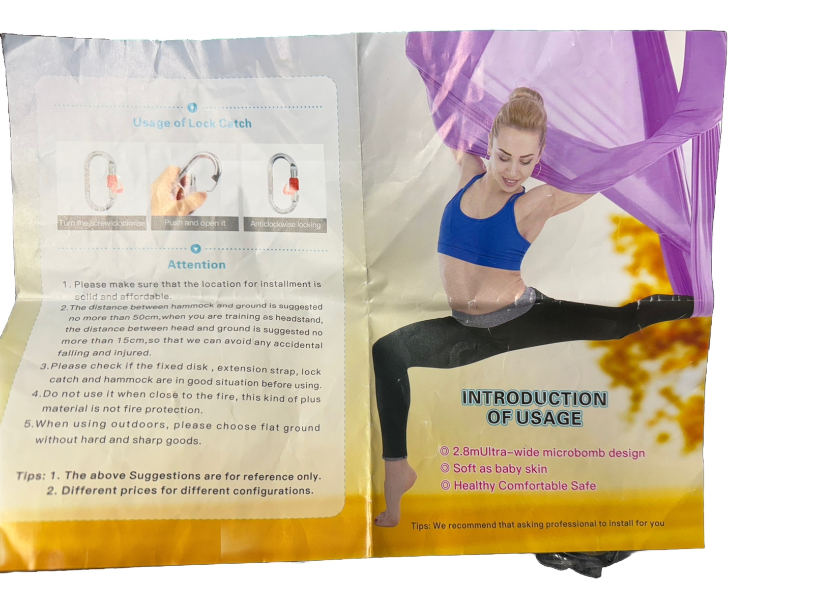 4M Fashion Silk Aerial Yoga Hammock – Improved Yoga Inversions Ultra Strong. New