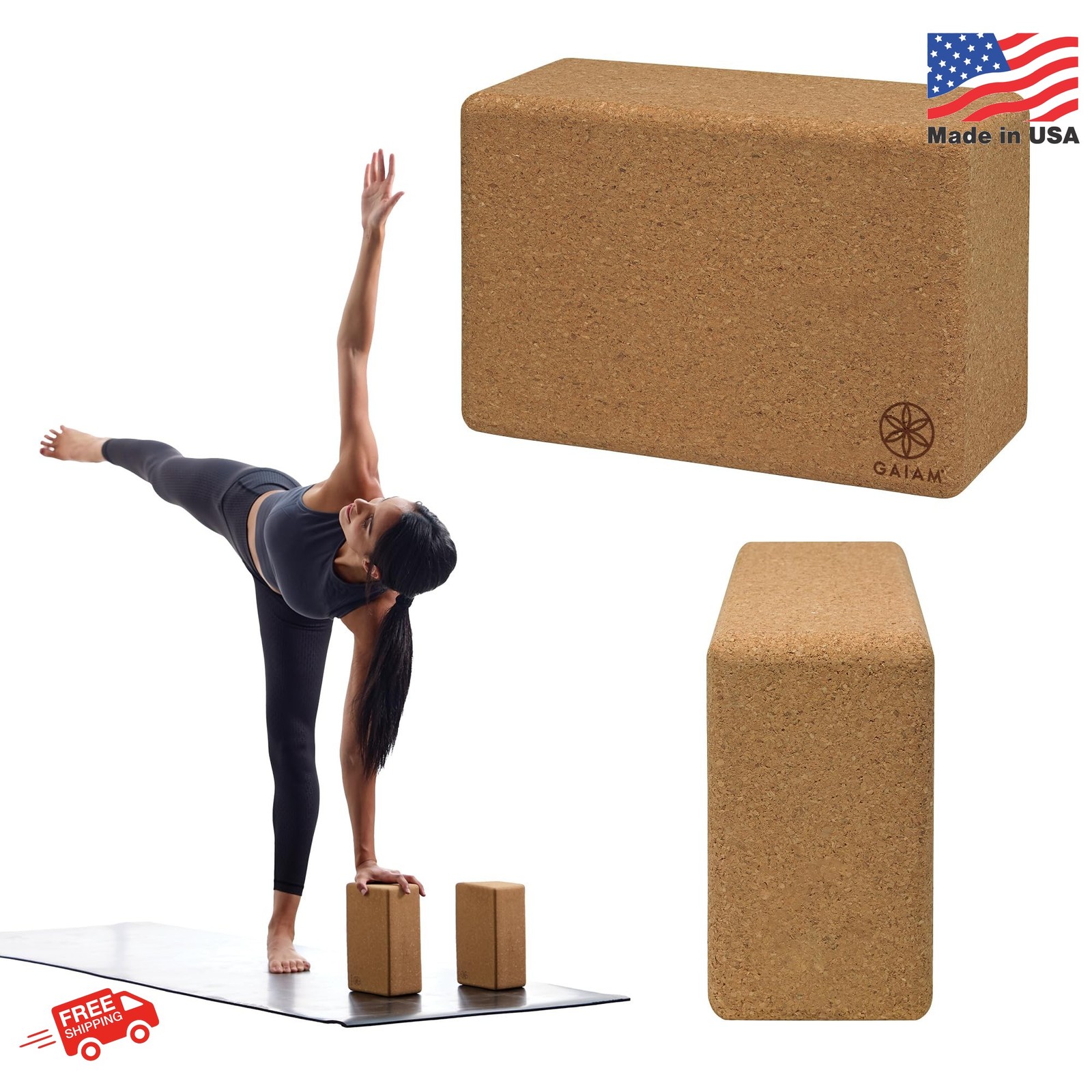 Gaiam Yoga Block – Supportive Latex-Free Eva Foam – Soft Non-Slip Surface with B