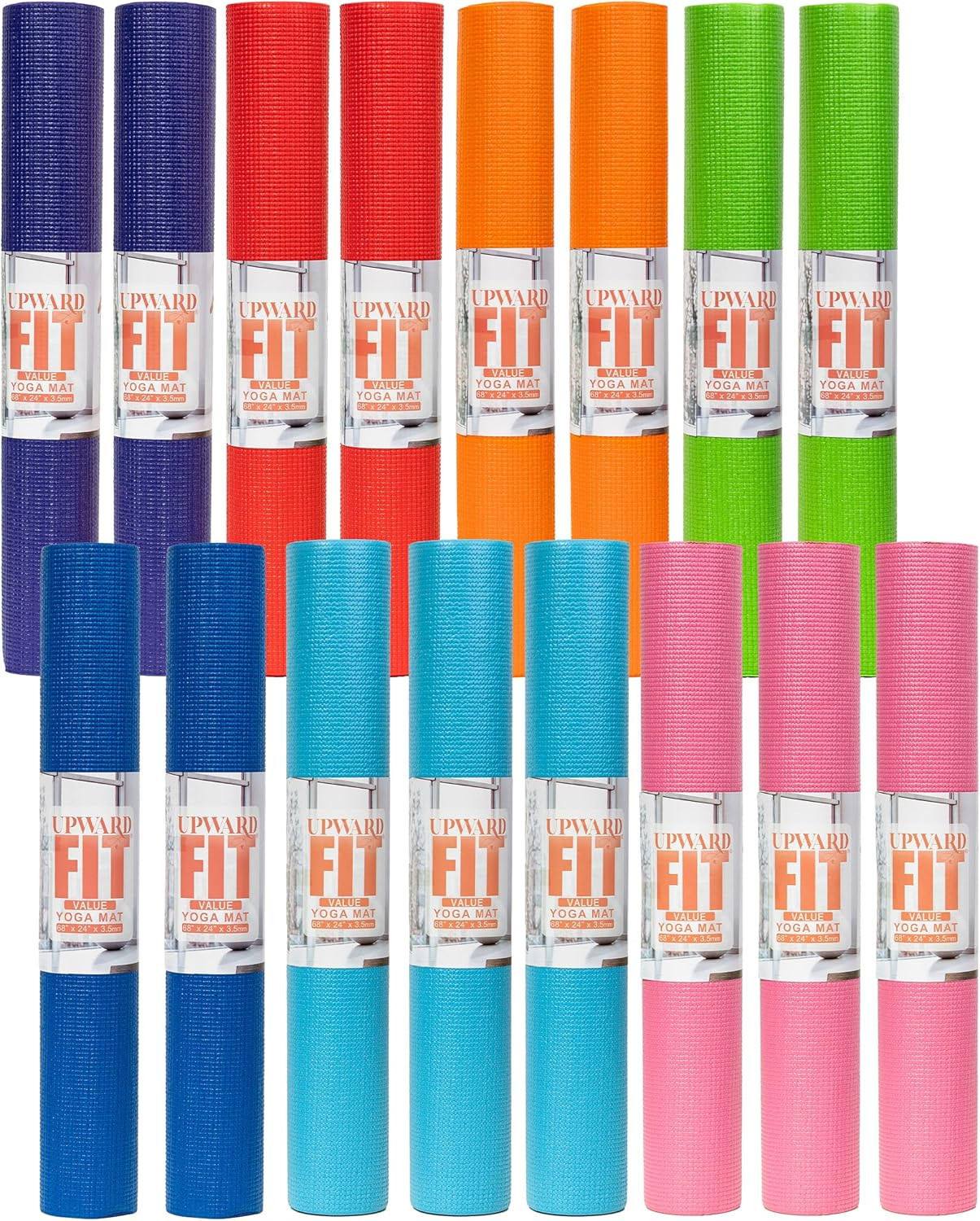 Value Pack Yoga Mats – 12 or 16 Non-Slip 3mm Thick Exercise Mats for Studios