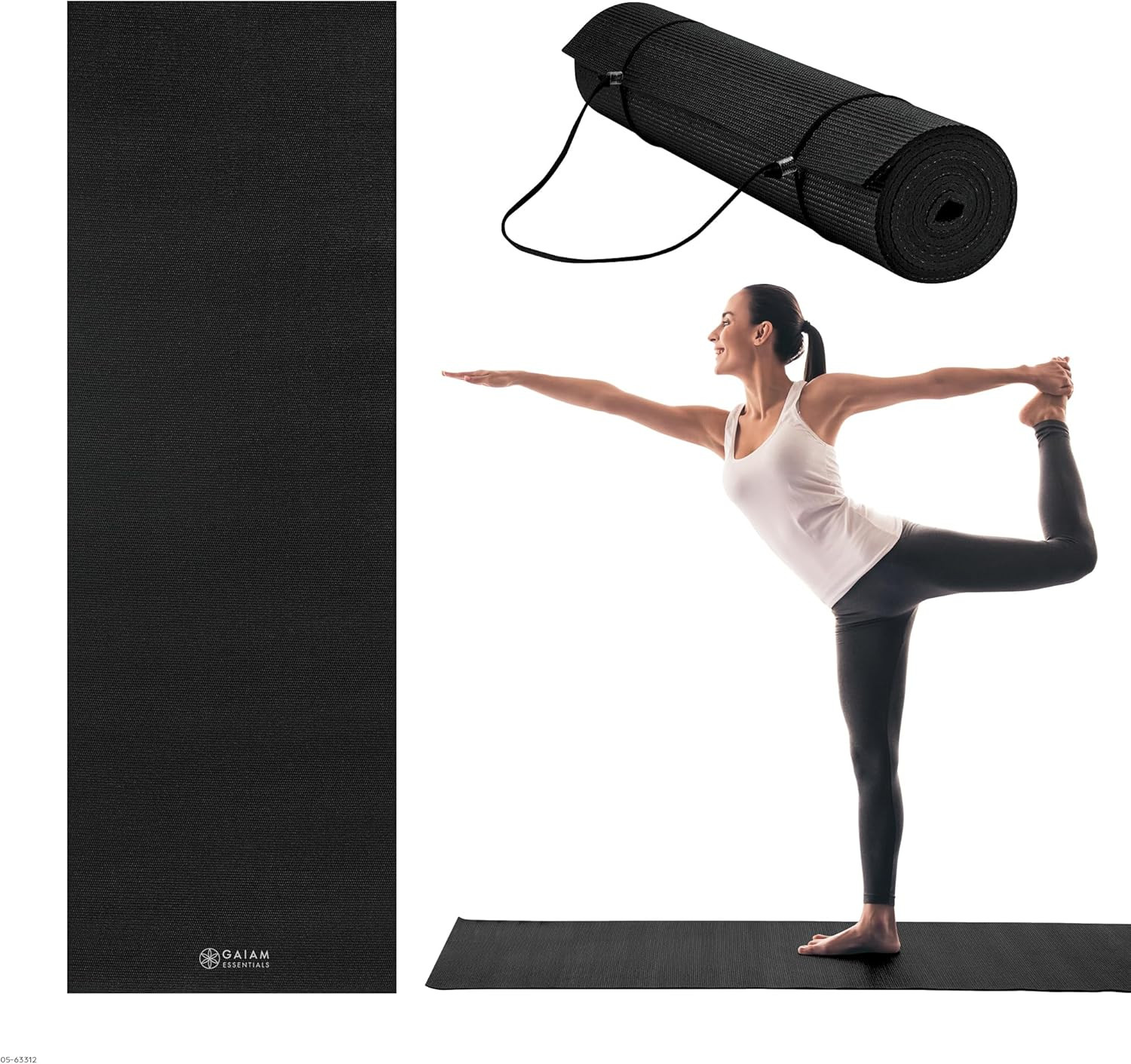 Gaiam Essentials 1/4&Prime; Thin (6Mm) Yoga & Pilates, Fitness & Exercise Mat with Eas