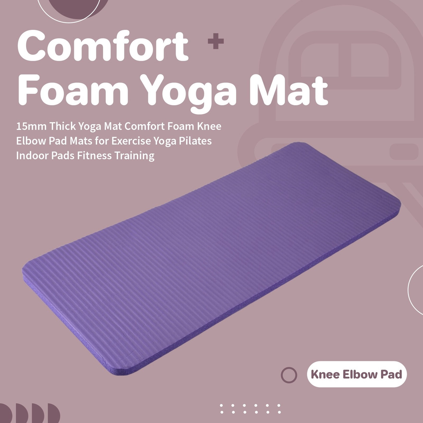 15MM Thick Yoga Mat Comfort Foam Knee Elbow Pad Mats for Exercise Yoga7936