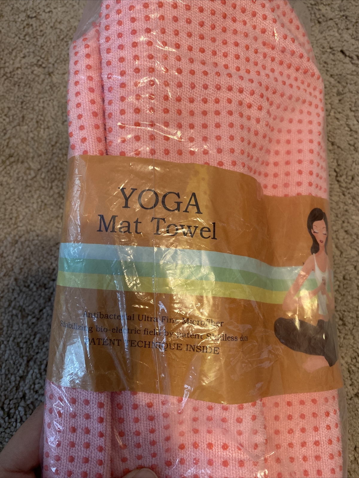 W 61 cm* L183cm Non-Slip Yoga Towel Mat Cover Yoga Pilates Fitness Pink
