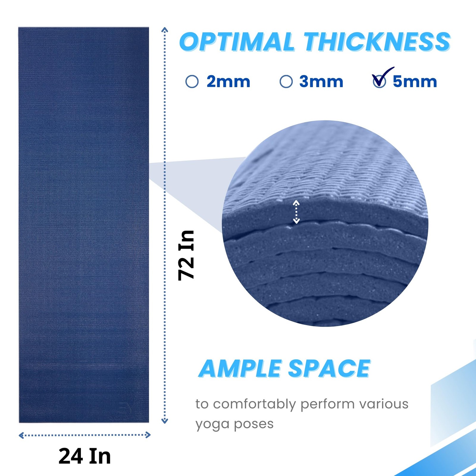Extra Large Yoga Mat 84 x 36 Inch 5mm – Yoga Gear, Non-Slip Design, Extra Spa…