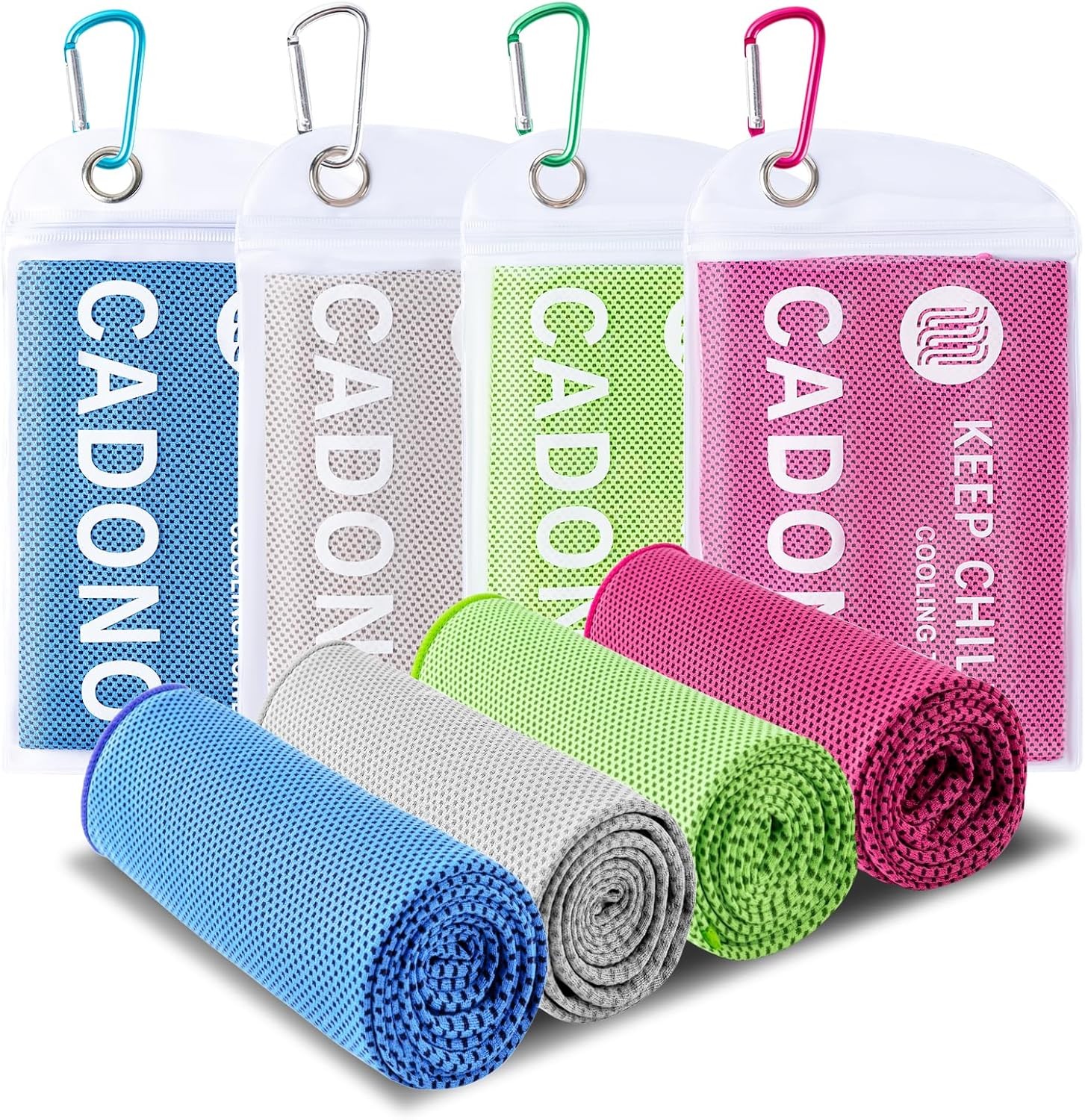 CADONO 4 Pack Cooling Towels – Microfiber Ice Towel for Sports, Gym, Yoga, Trave
